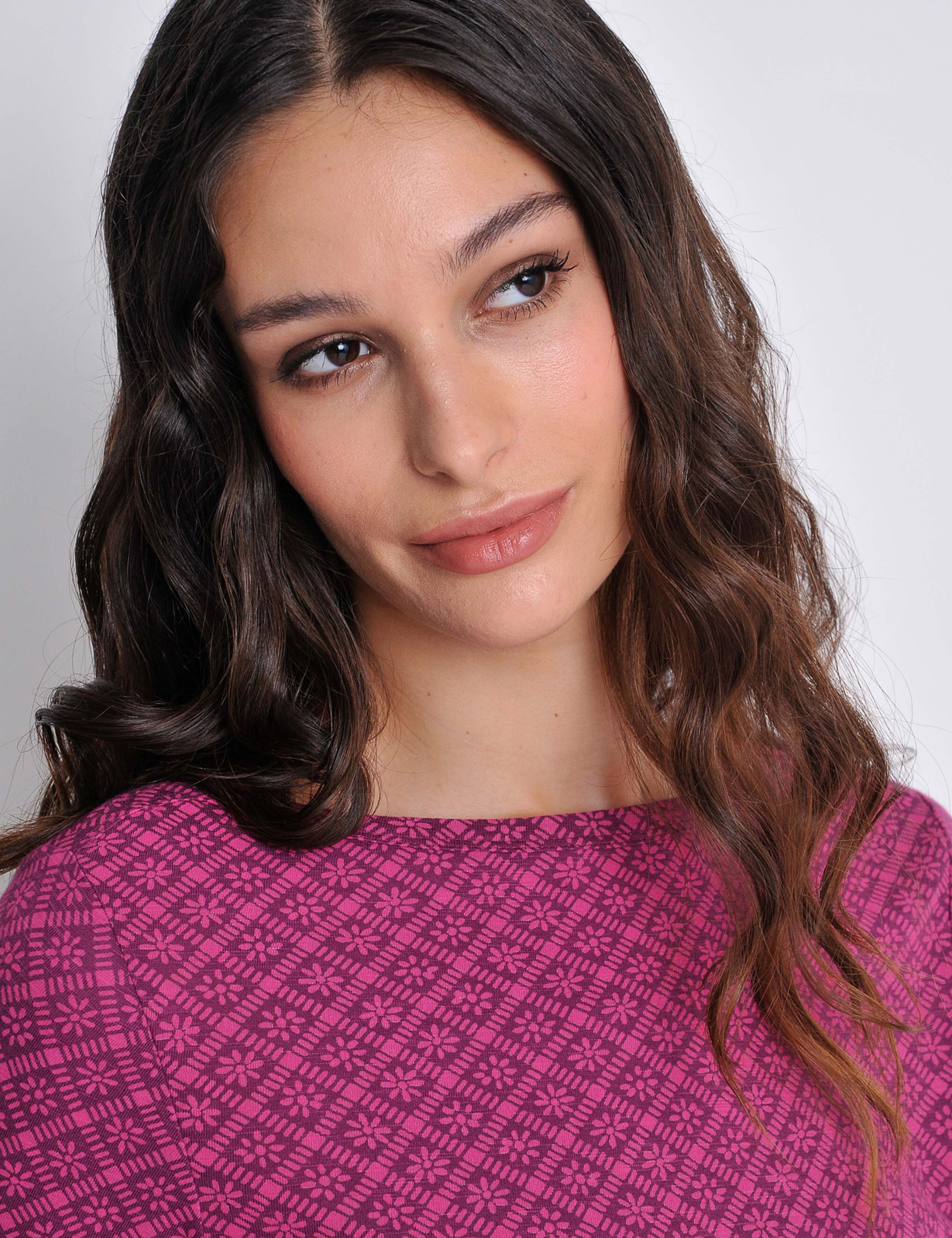 Cotton Modal Blend Geometric Floral Top | Burgs | M&S