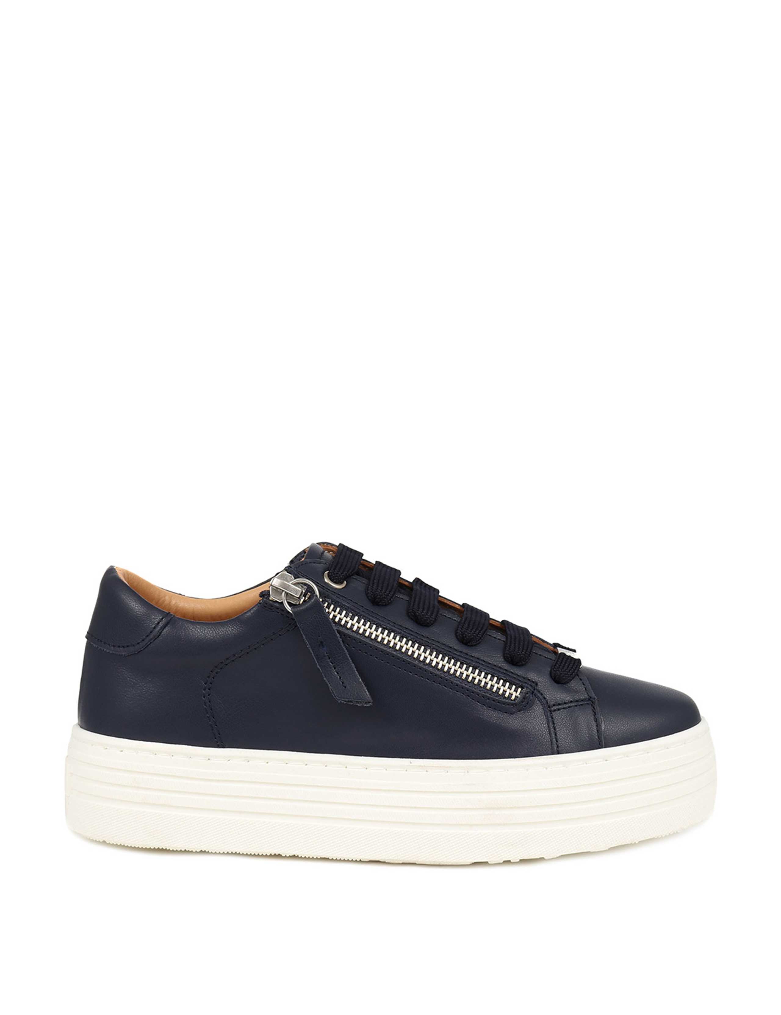 Leather Lace Up Flatform Trainers 2 of 7