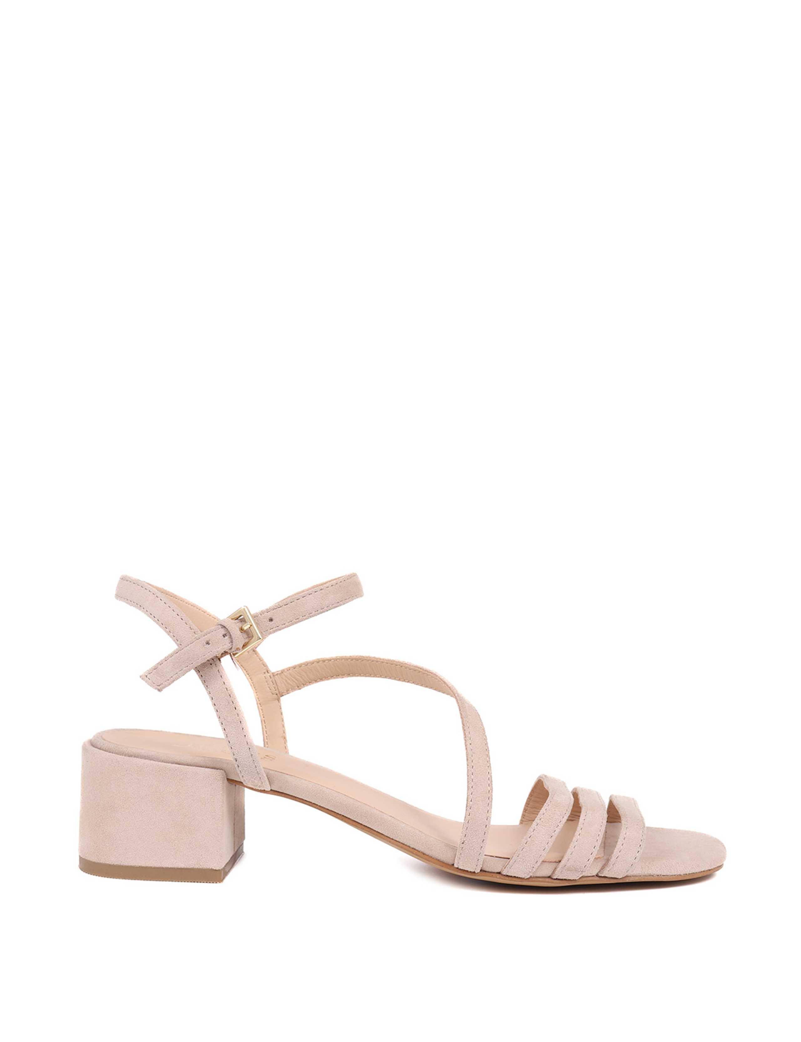 Suede Ankle Strap Block Heel Sandals 2 of 7