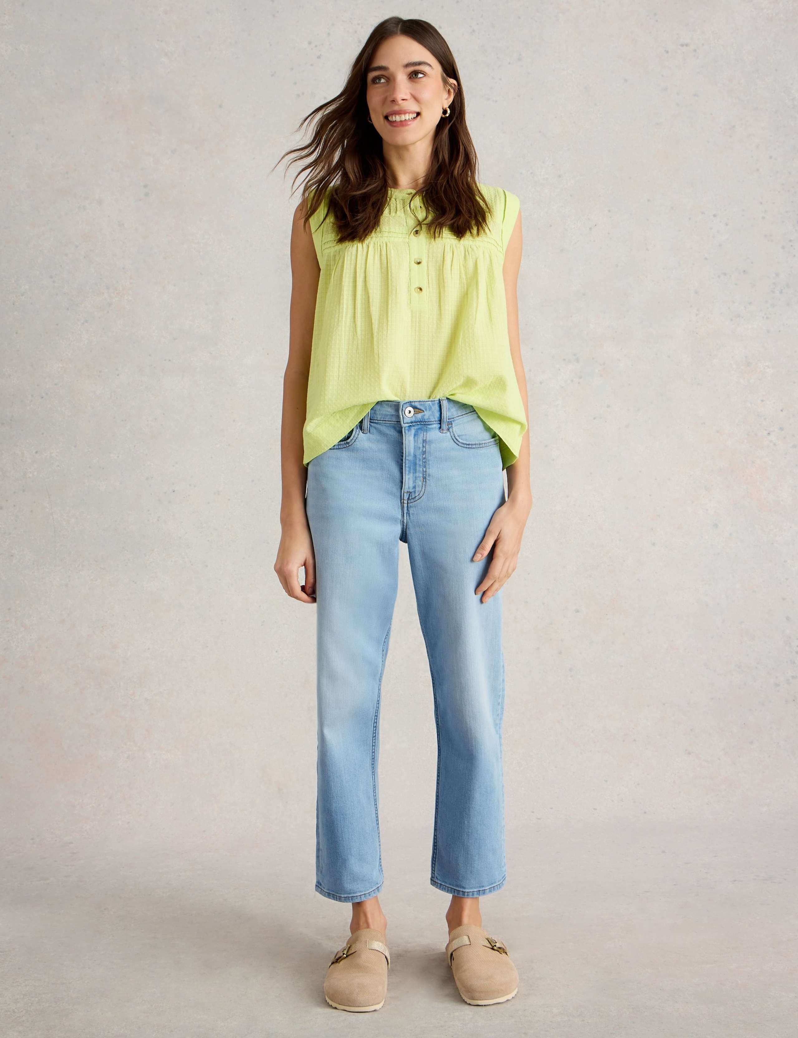 Mid Rise Straight Leg Cropped Jeans 3 of 6
