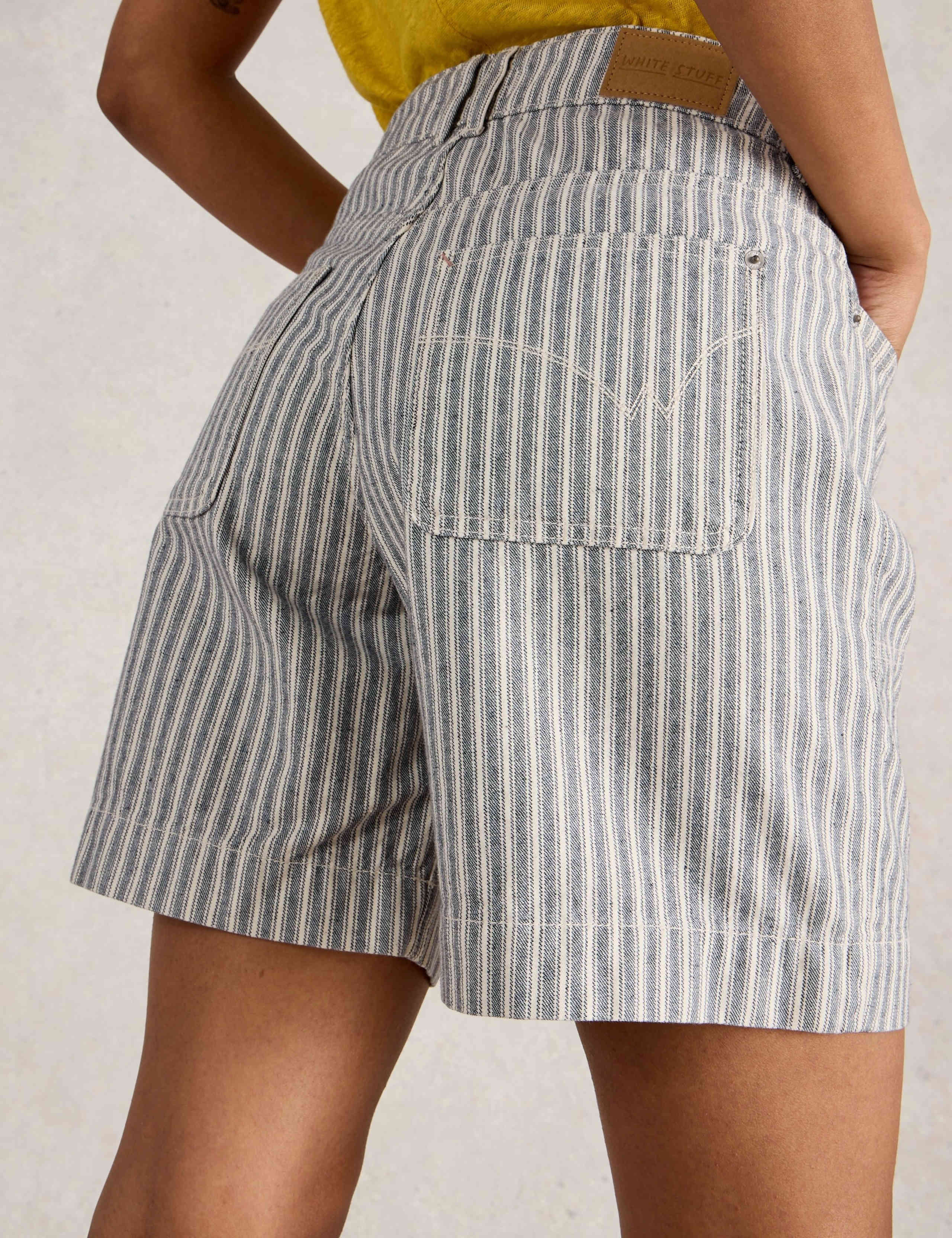 Cotton Rich Striped Denim Shorts 4 of 6
