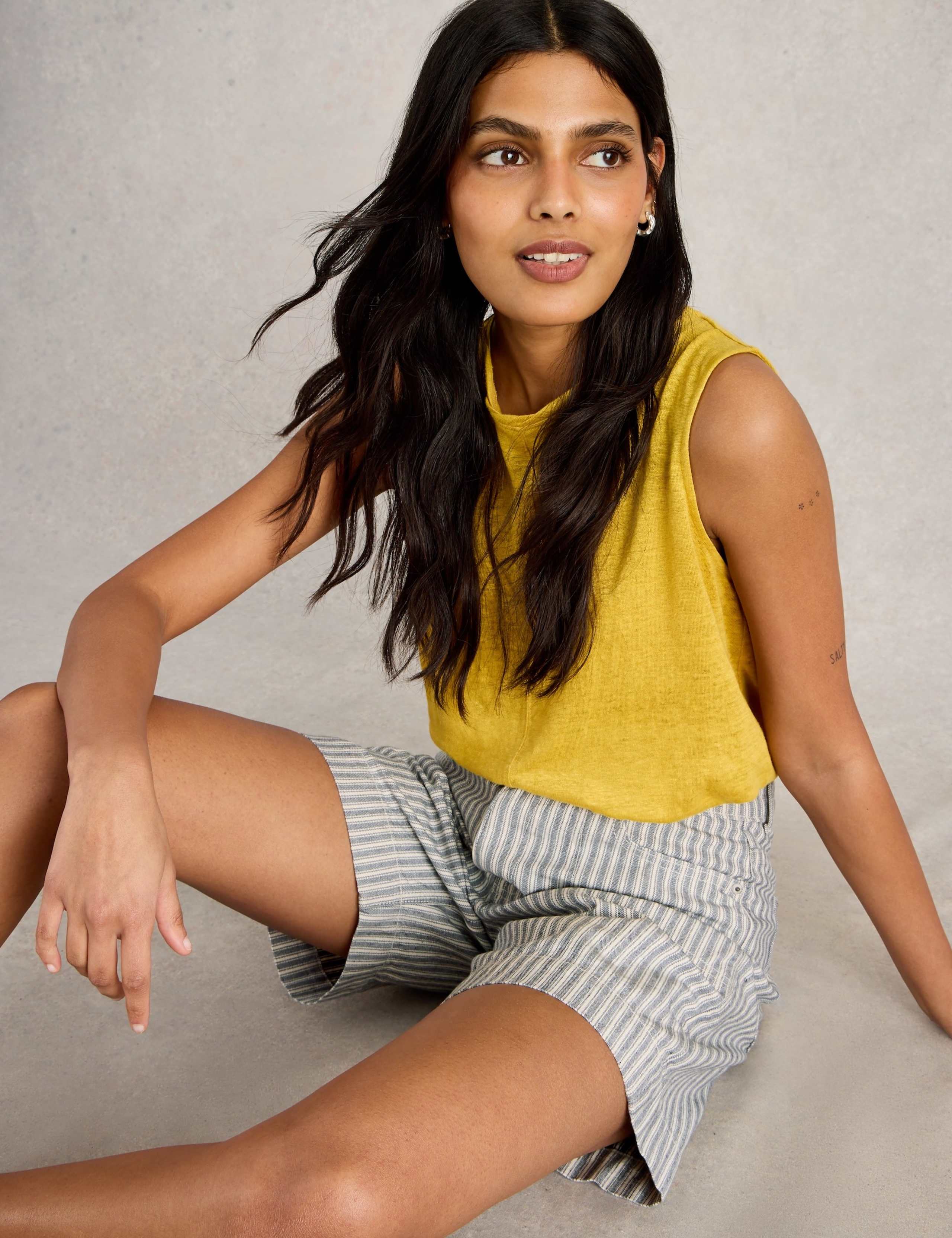 Cotton Rich Striped Denim Shorts 5 of 6