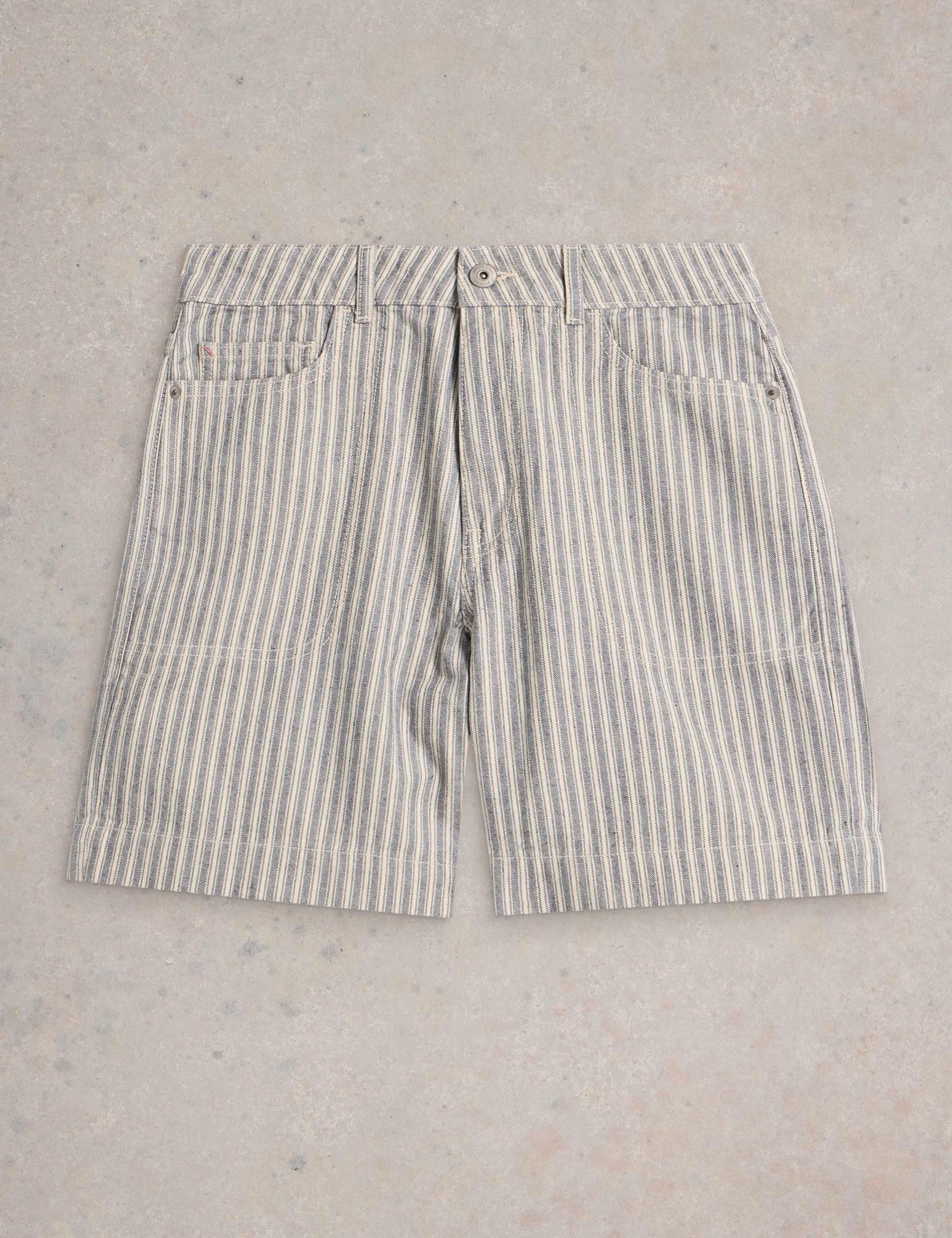 Cotton Rich Striped Denim Shorts 2 of 6