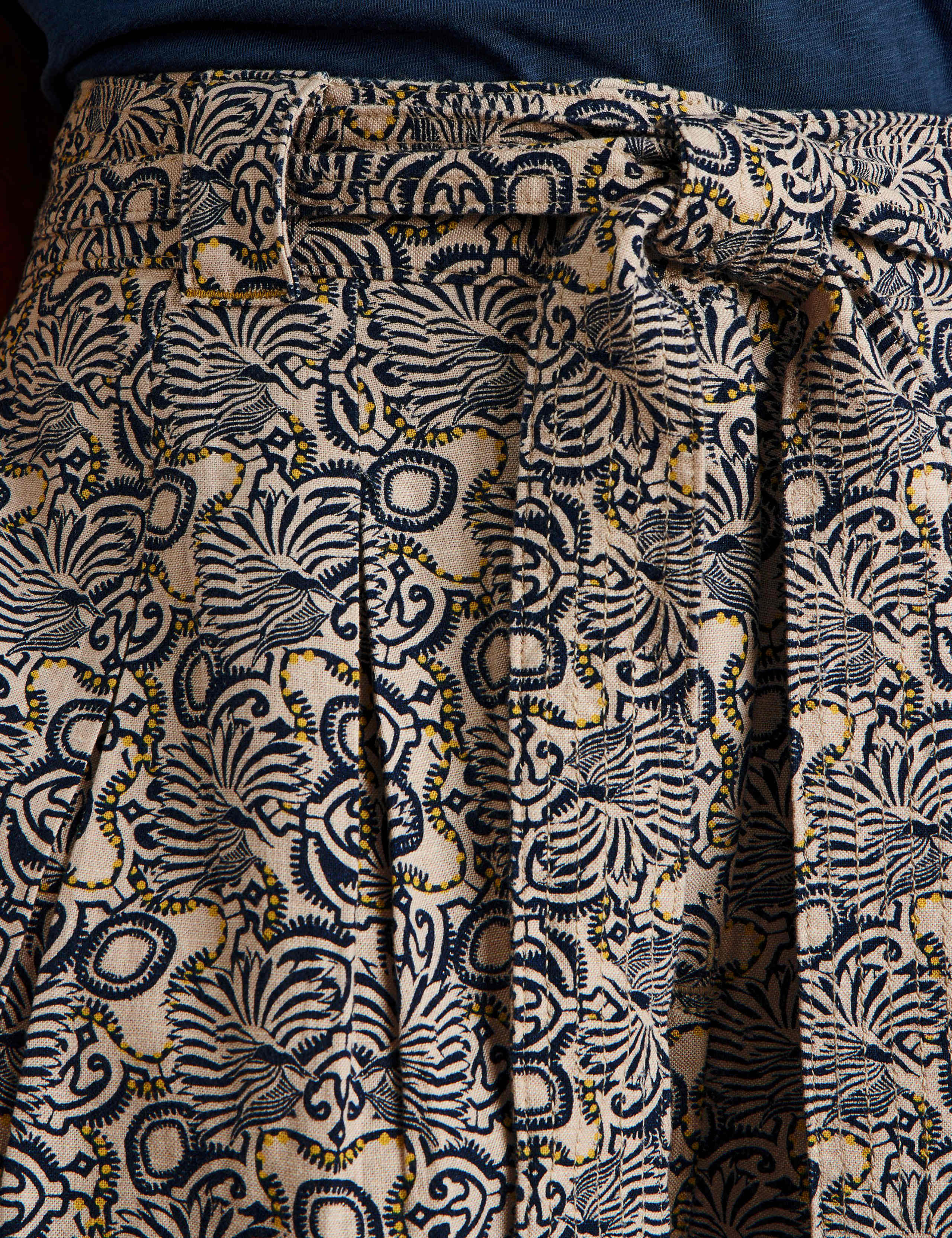 Linen Rich Printed Belted Pleat Front Shorts 5 of 6