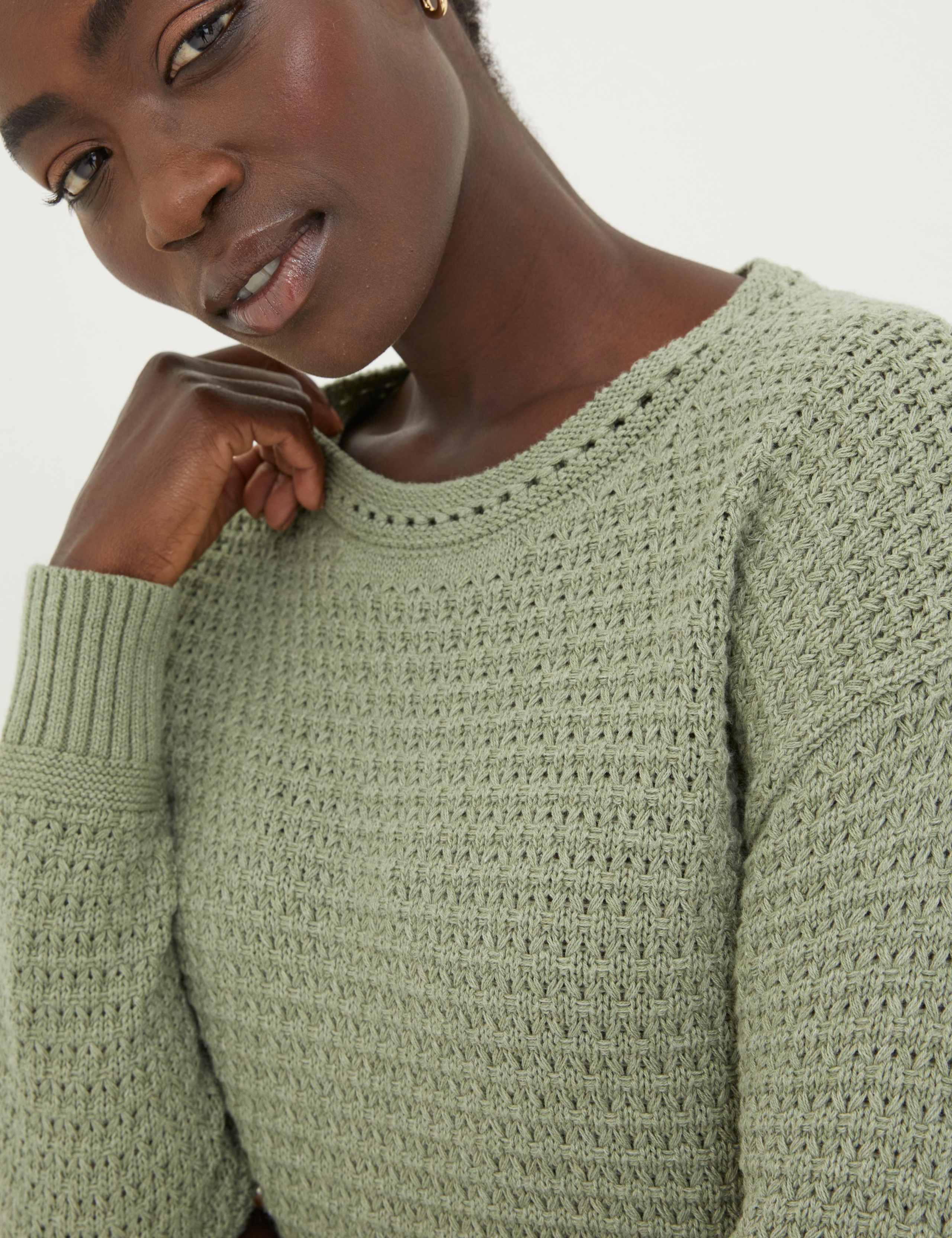 Pure Cotton Textured Split Hem Longline Jumper 4 of 4