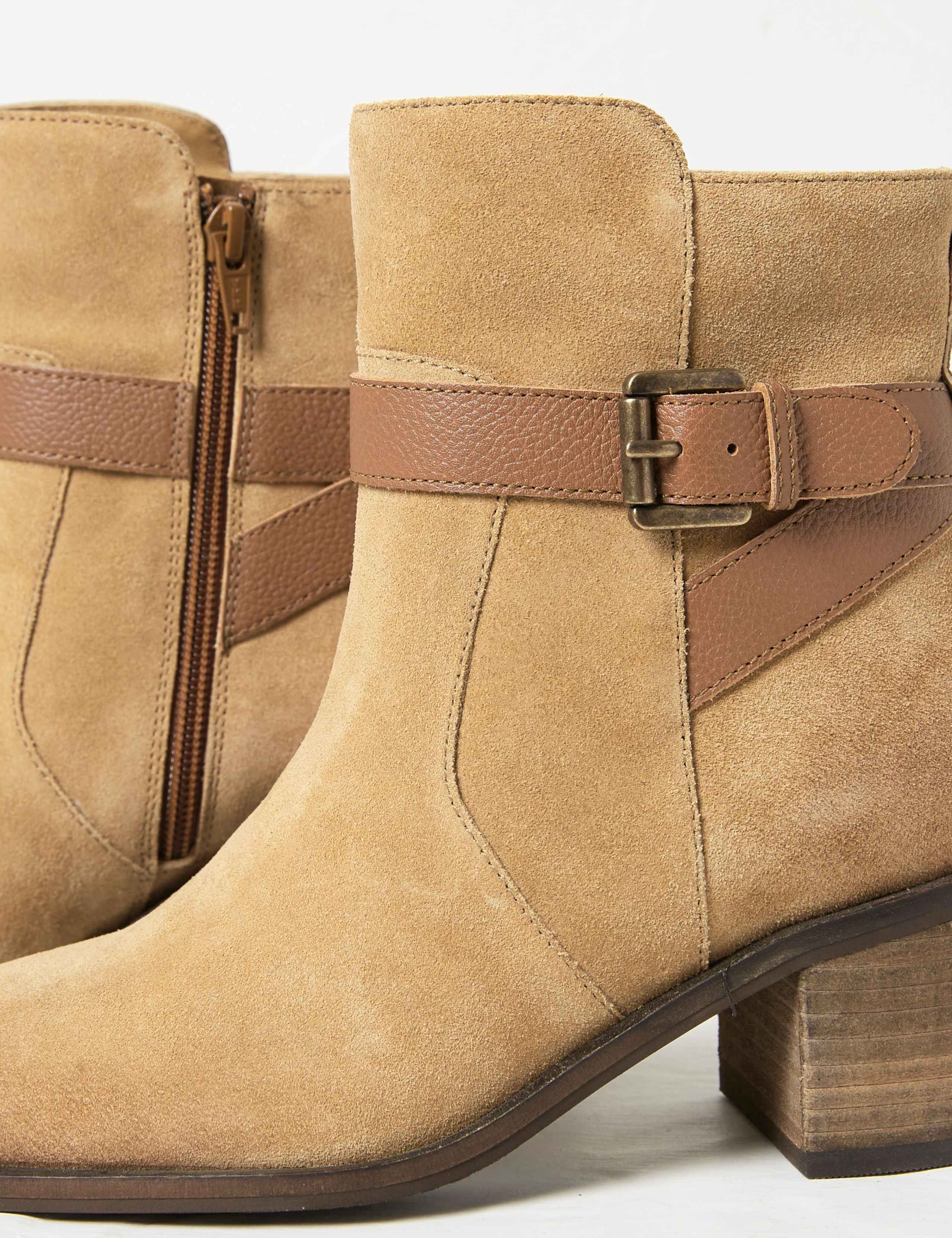Suede Cow Boy Block Heel Ankle Boots 3 of 4