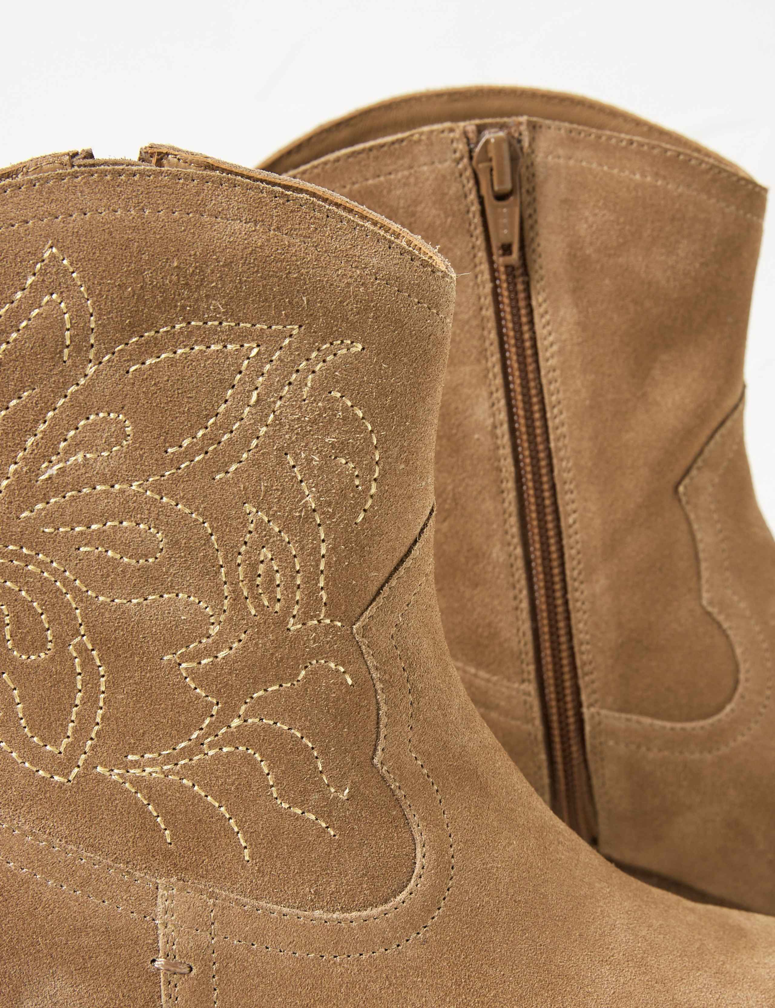Suede Cow Boy Block Heel Ankle Boots 4 of 4