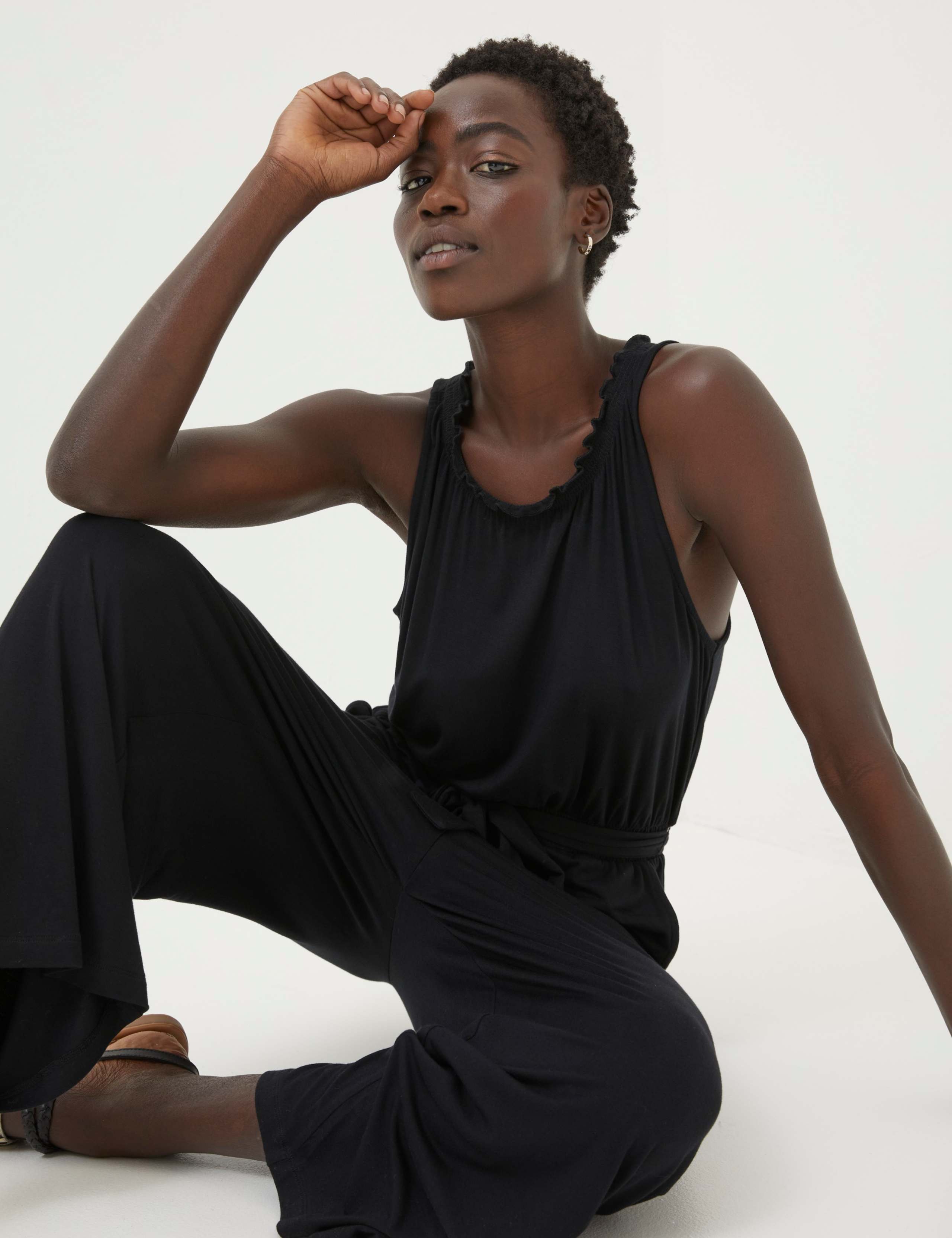 Jersey Sleeveless Cropped Wide Leg Jumpsuit 4 of 4