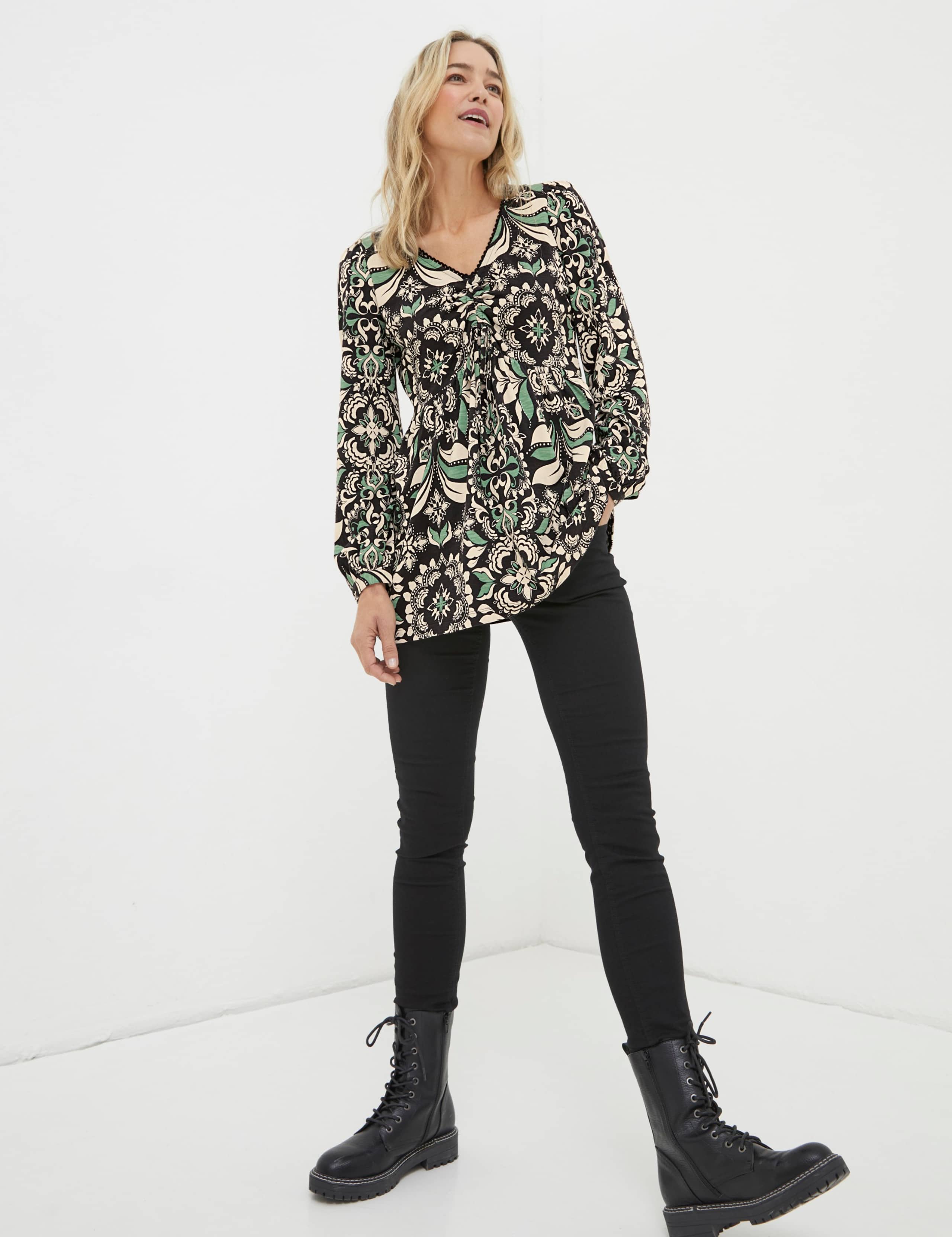 Cotton Modal Blend Floral V-Neck Tunic 3 of 6