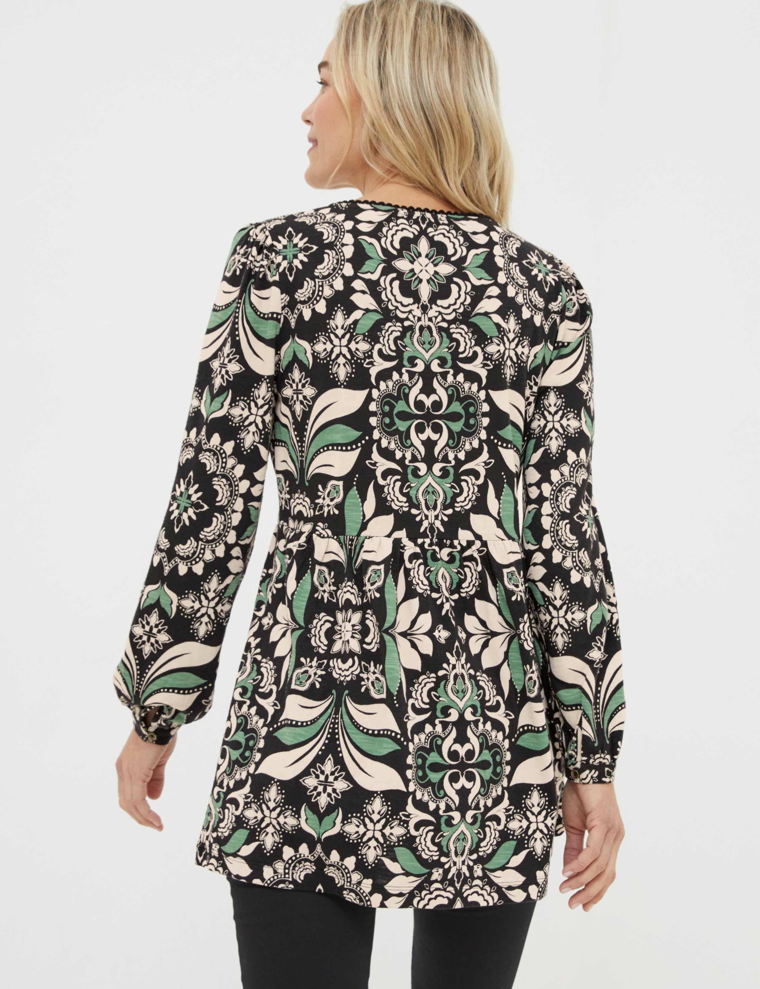 Cotton Modal Blend Floral V-Neck Tunic 4 of 6