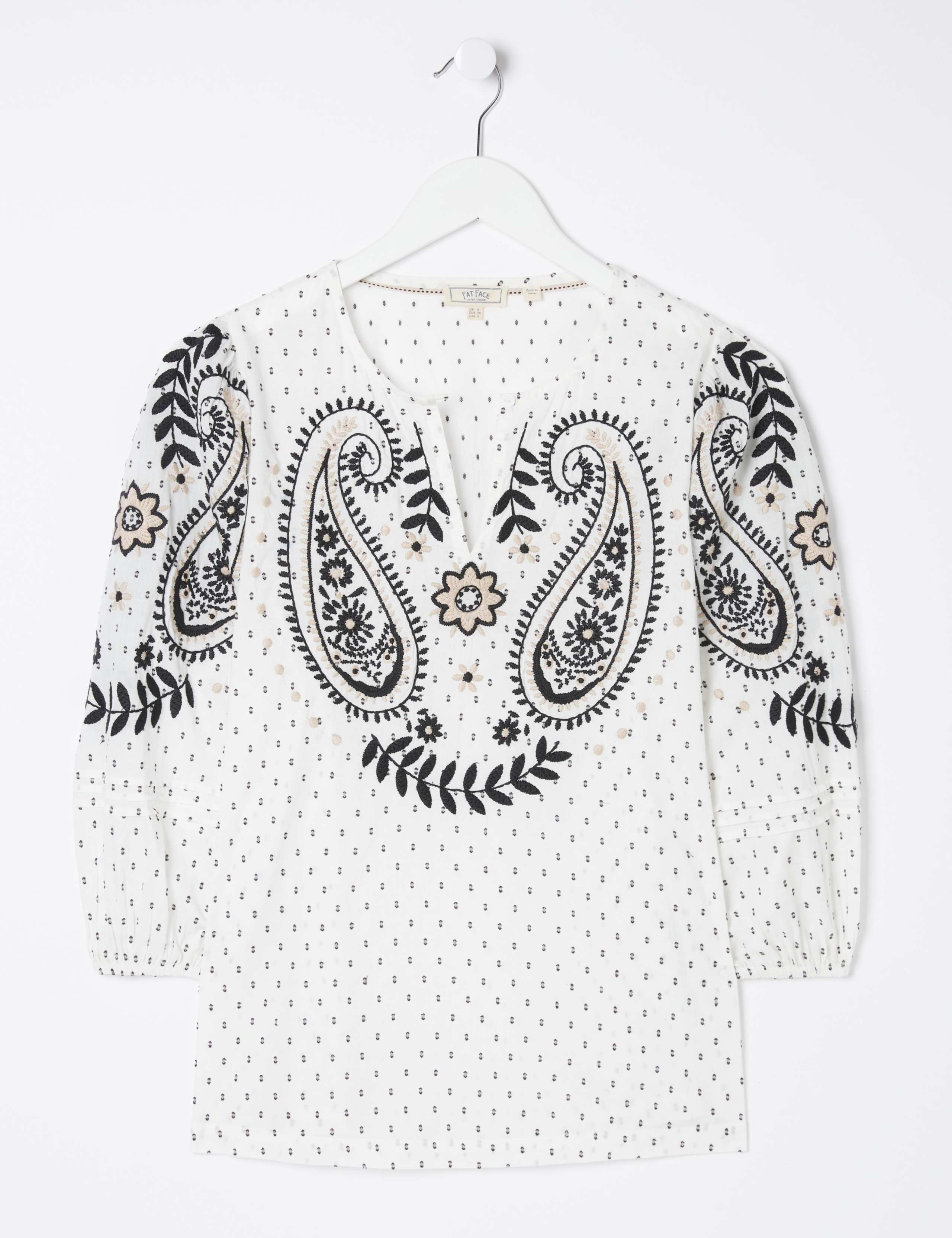Pure Cotton Embroidered V-Neck Blouse 2 of 6