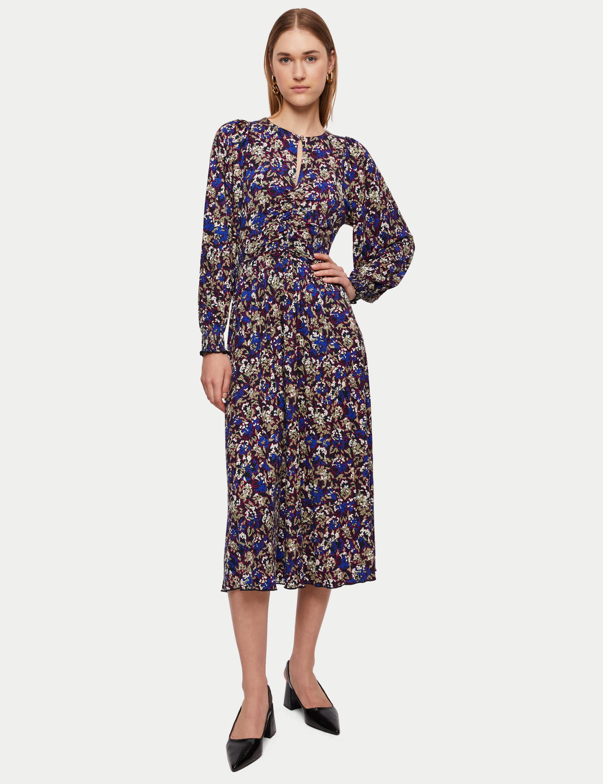 Jersey Floral Round Neck Midi Tea Dress 1 of 7