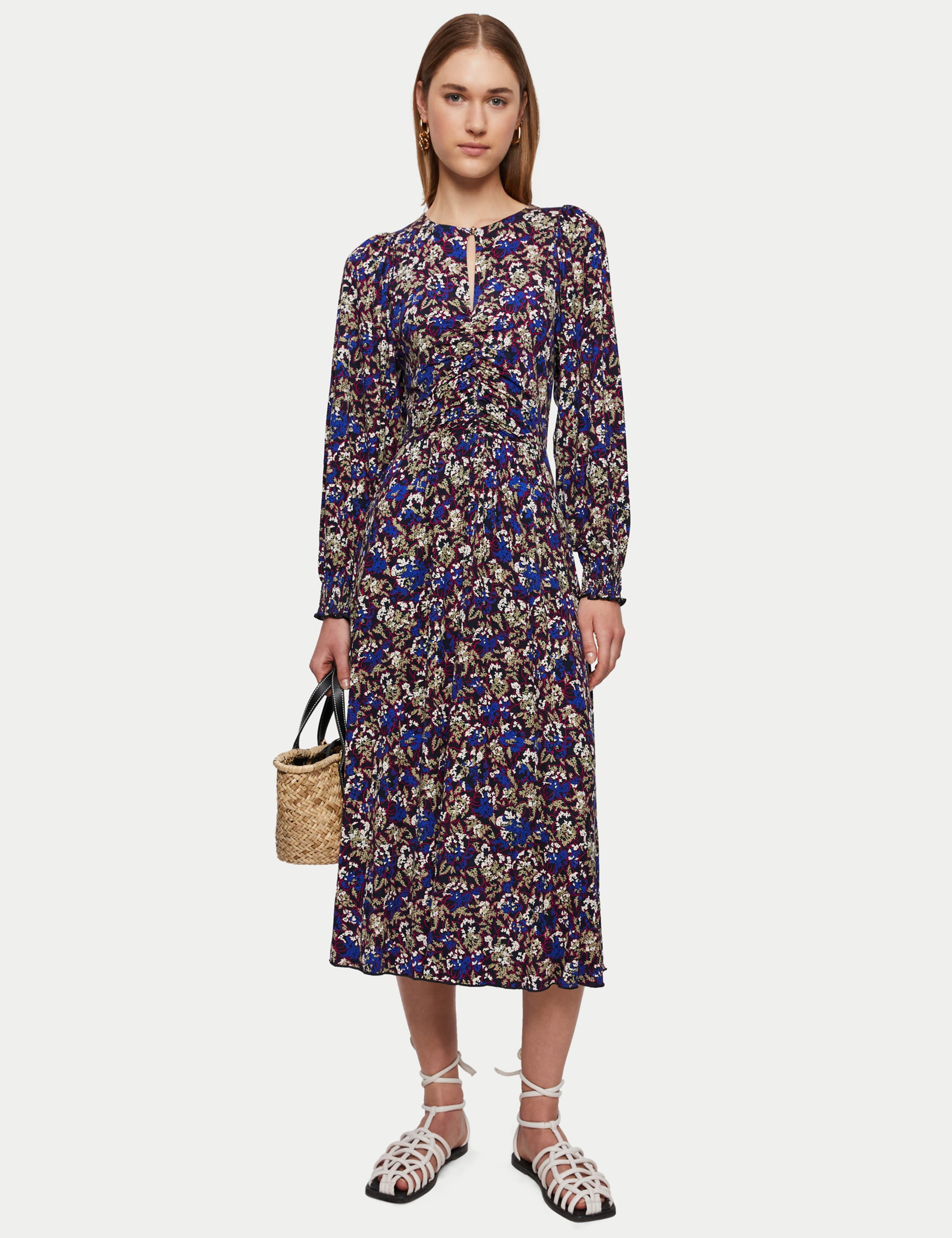 Jersey Floral Round Neck Midi Tea Dress 3 of 7
