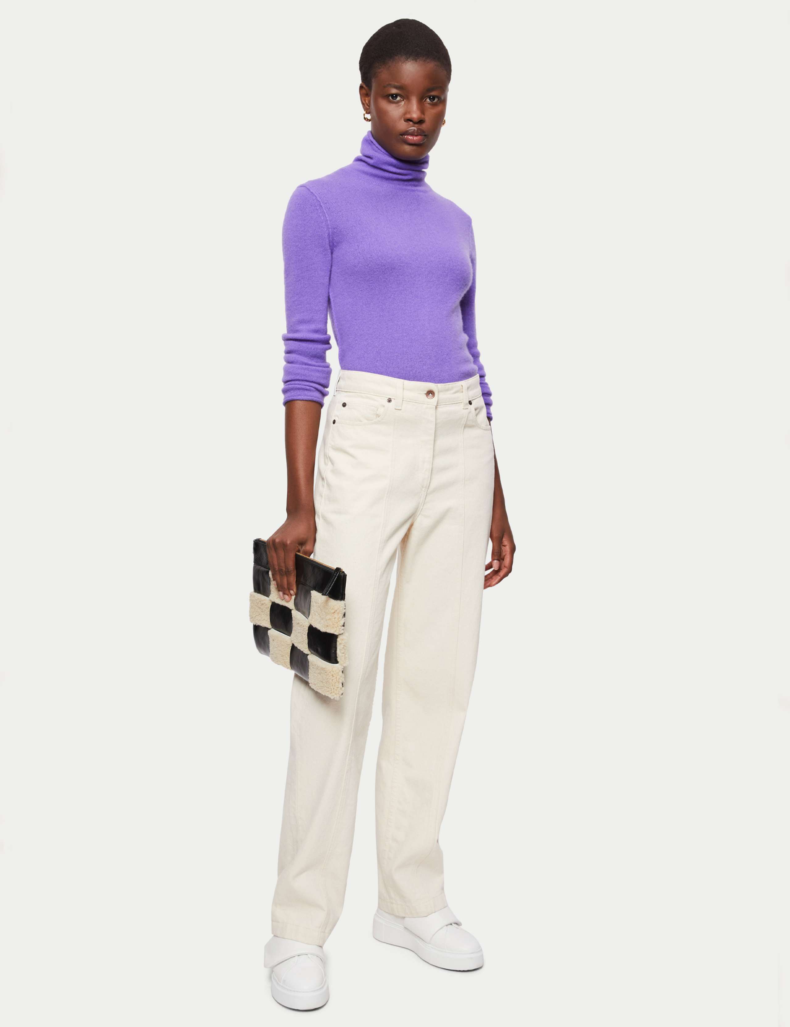 Pure Cashmere Roll Neck Fitted Jumper 2 of 5