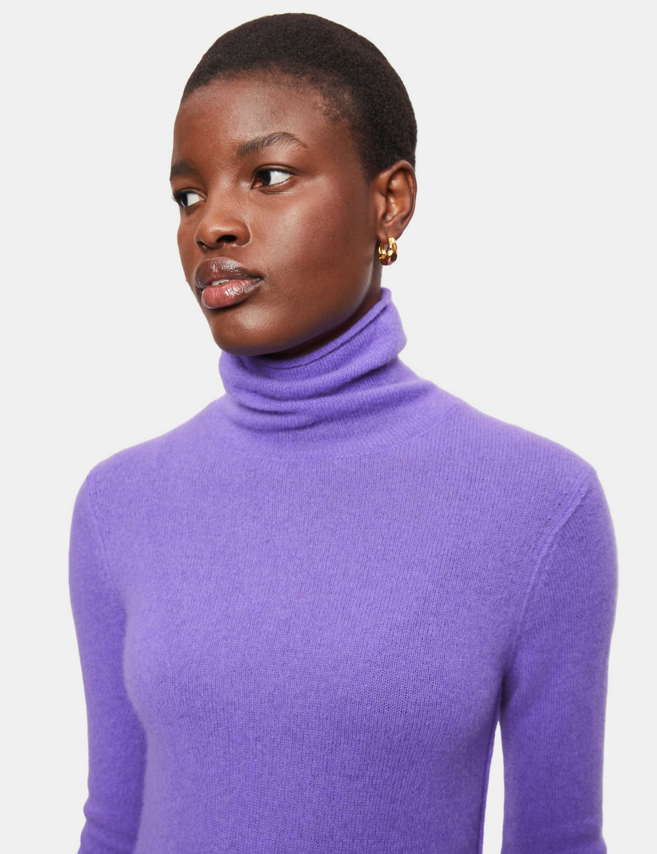 Pure Cashmere Roll Neck Fitted Jumper 3 of 5