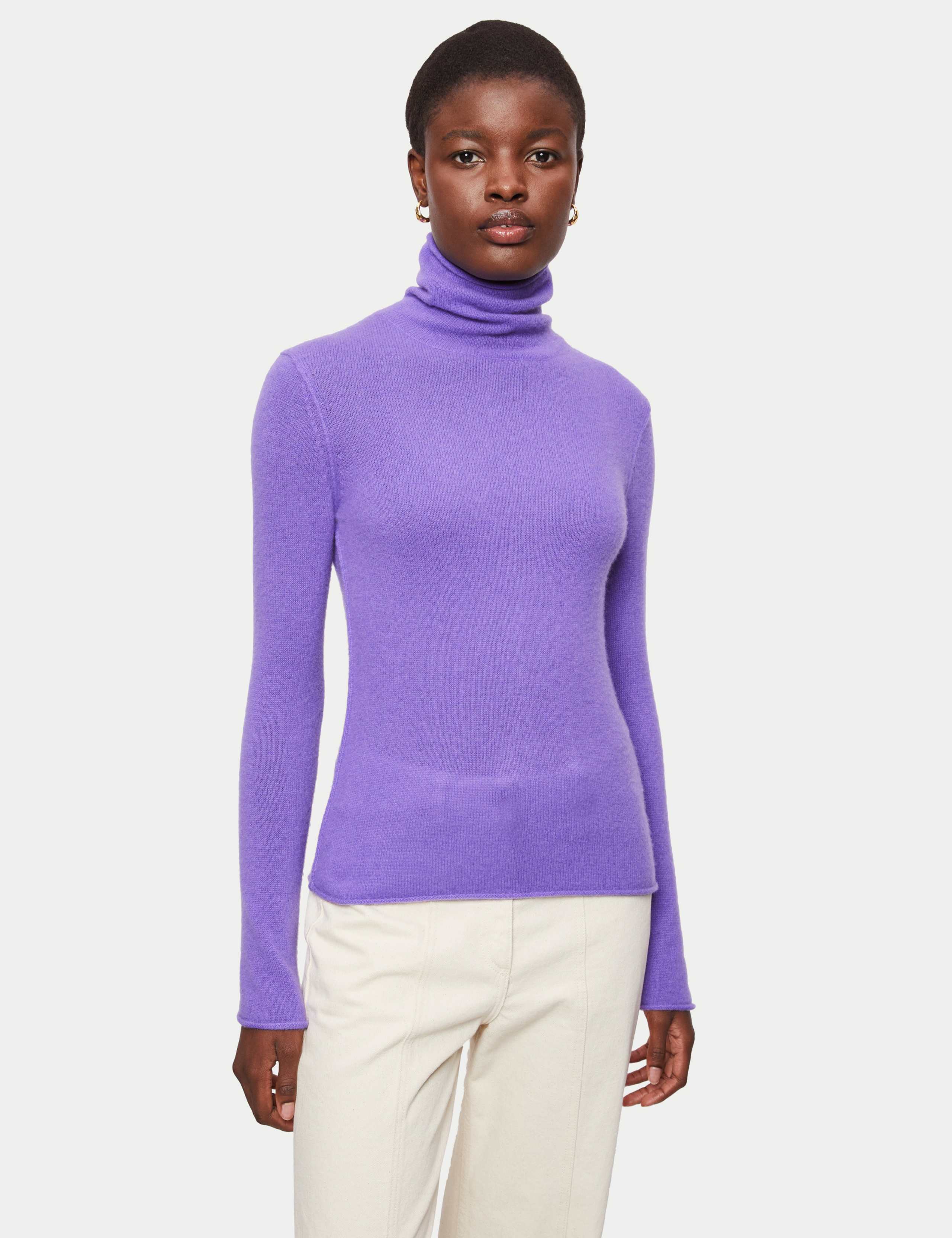 Pure Cashmere Roll Neck Fitted Jumper 4 of 5