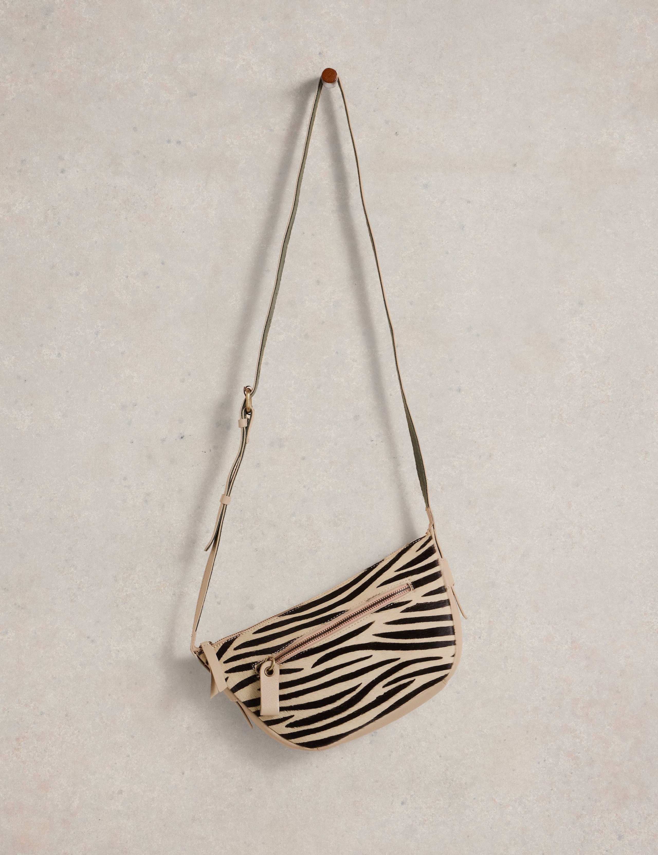 Leather Zebra Print Cross Body Bag 4 of 5