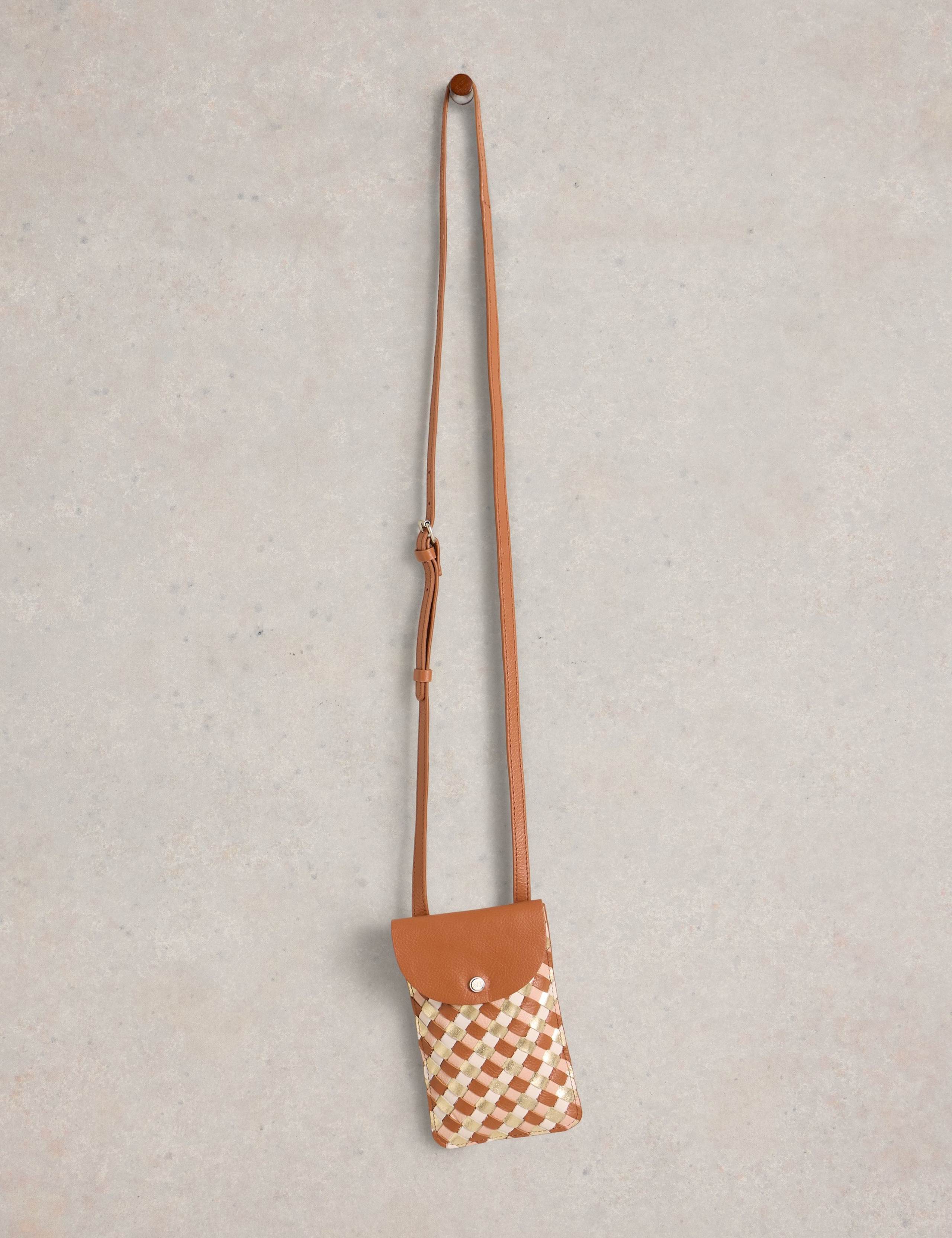 Leather Woven Cross Body Phone Bag 3 of 4