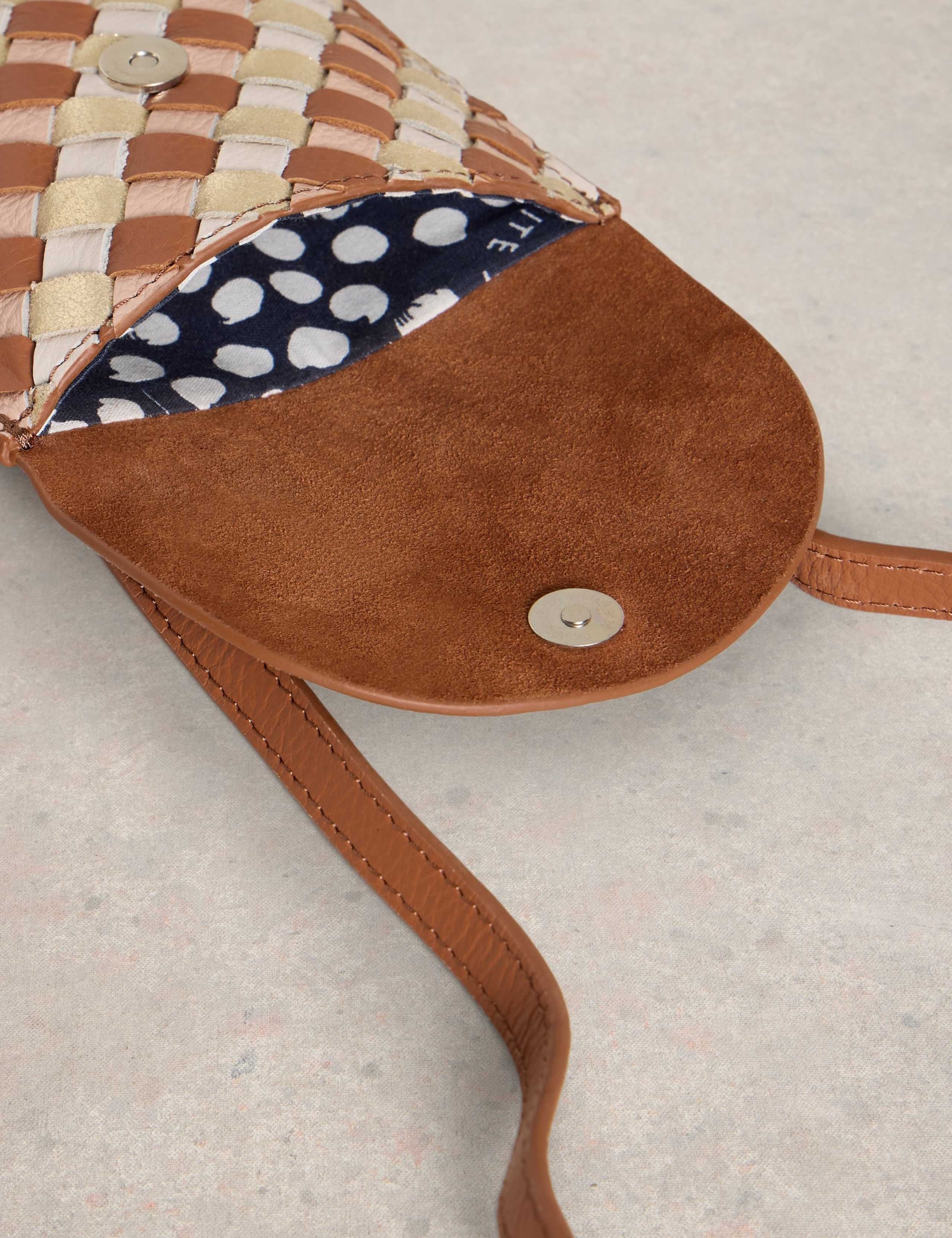 Leather Woven Cross Body Phone Bag 4 of 4