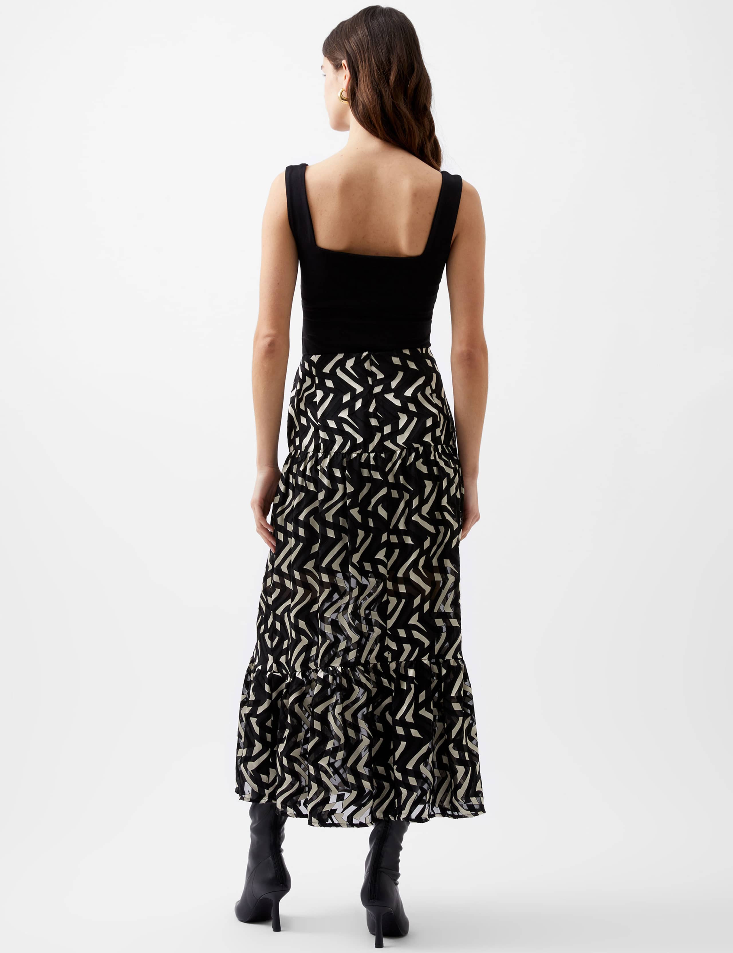 Satin Floral Midi Tiered Skirt 3 of 4