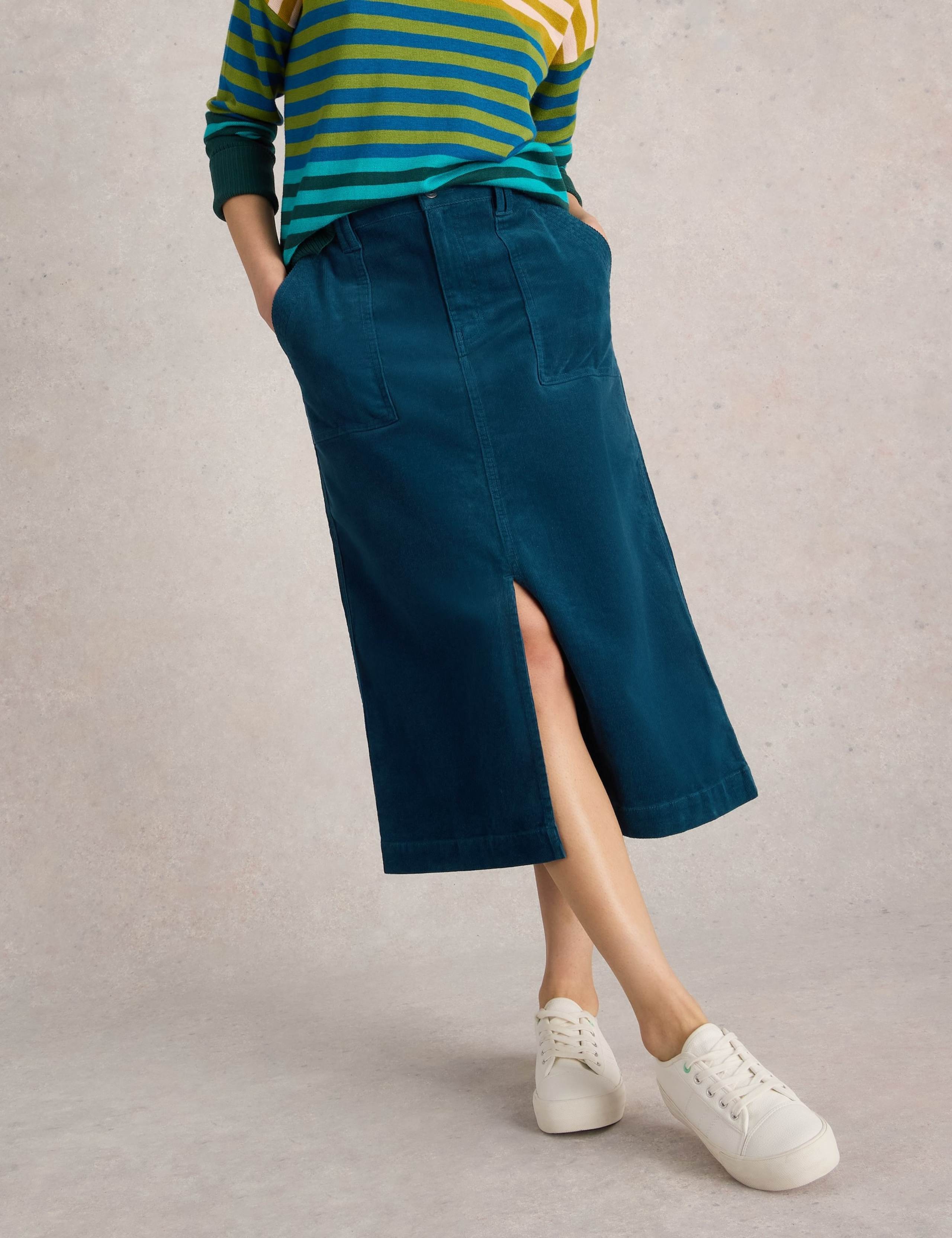 Cotton Rich Cord Midi A-Line Skirt 5 of 6