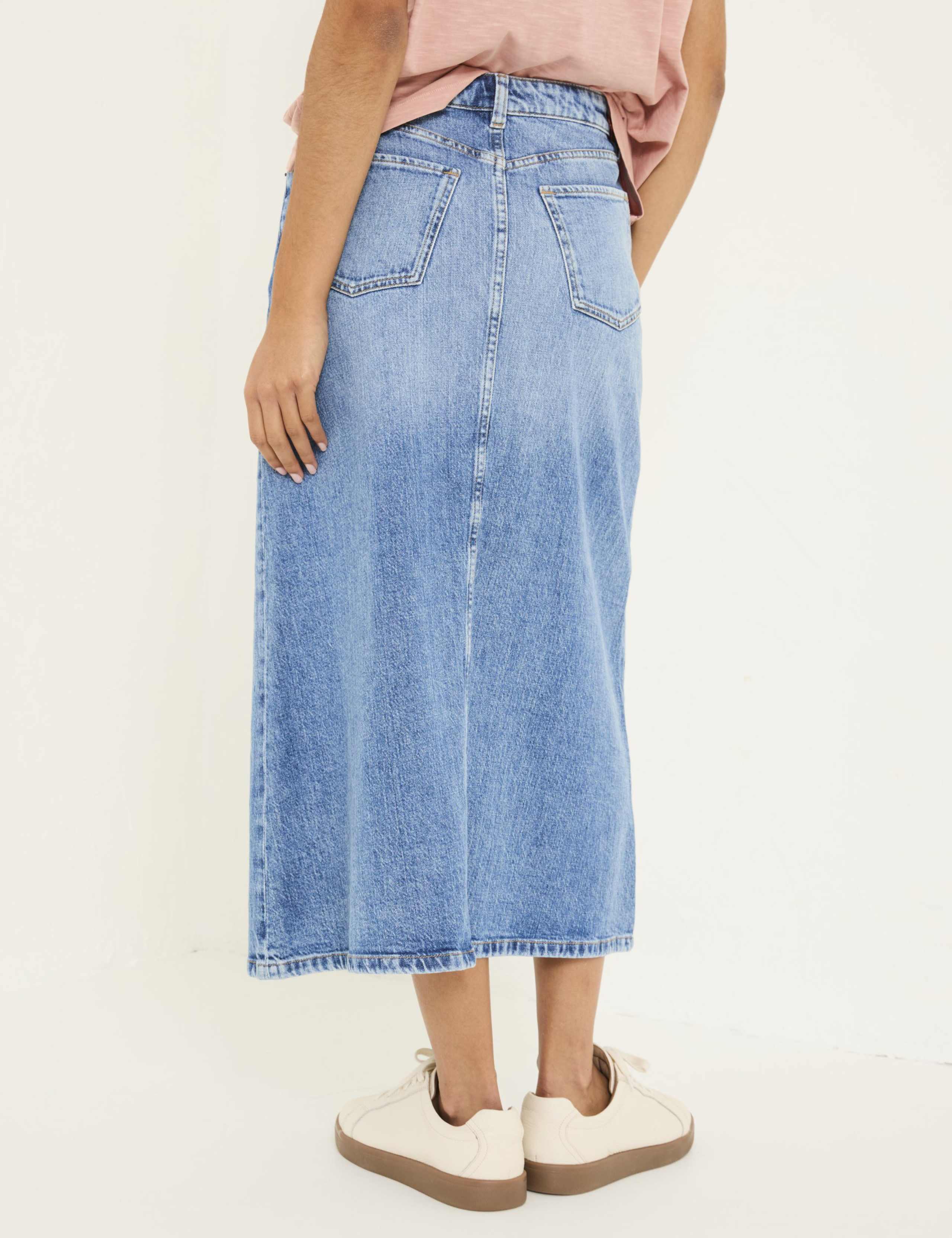 Denim Midi A-Line Skirt 4 of 5