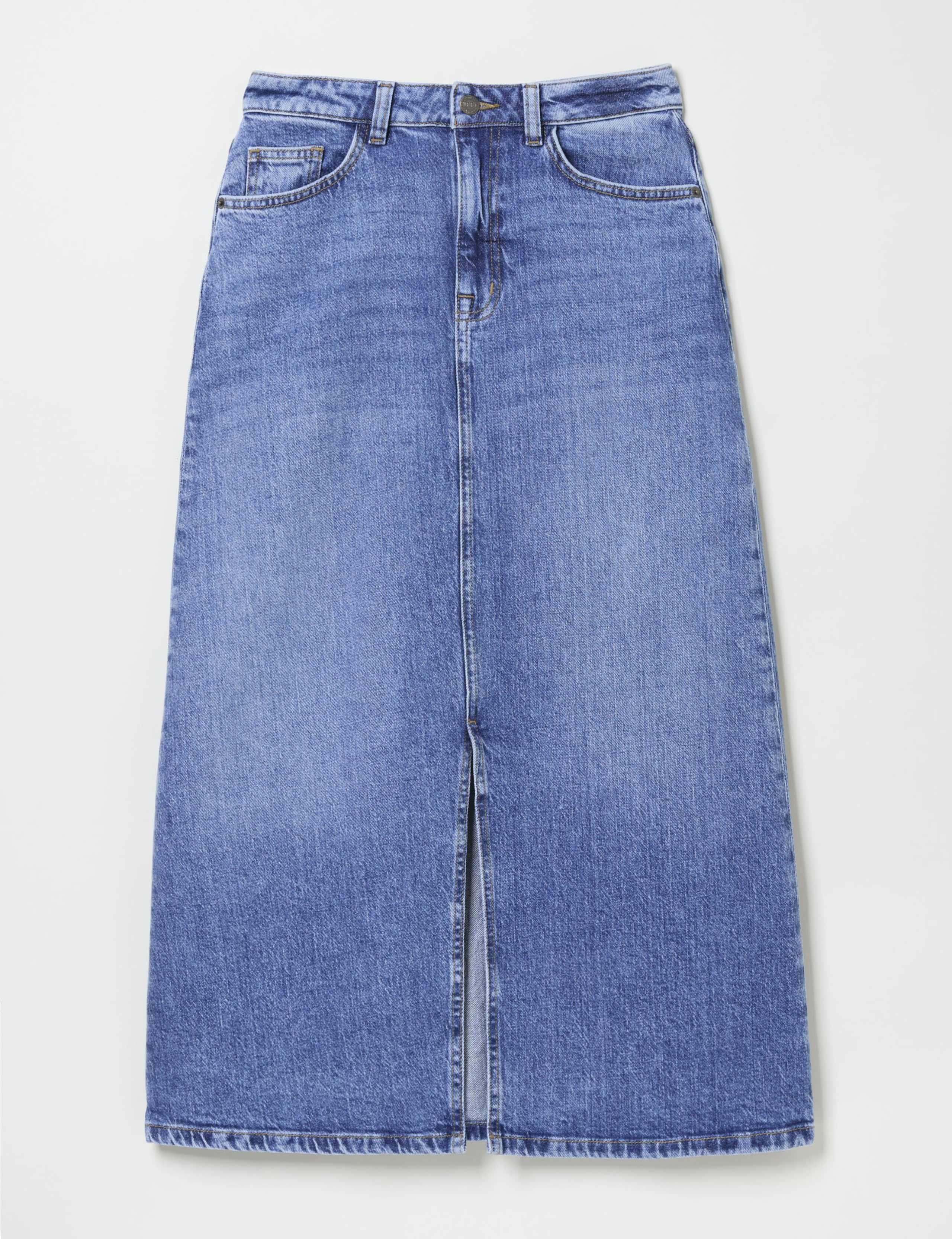 Denim Midi A-Line Skirt 2 of 5