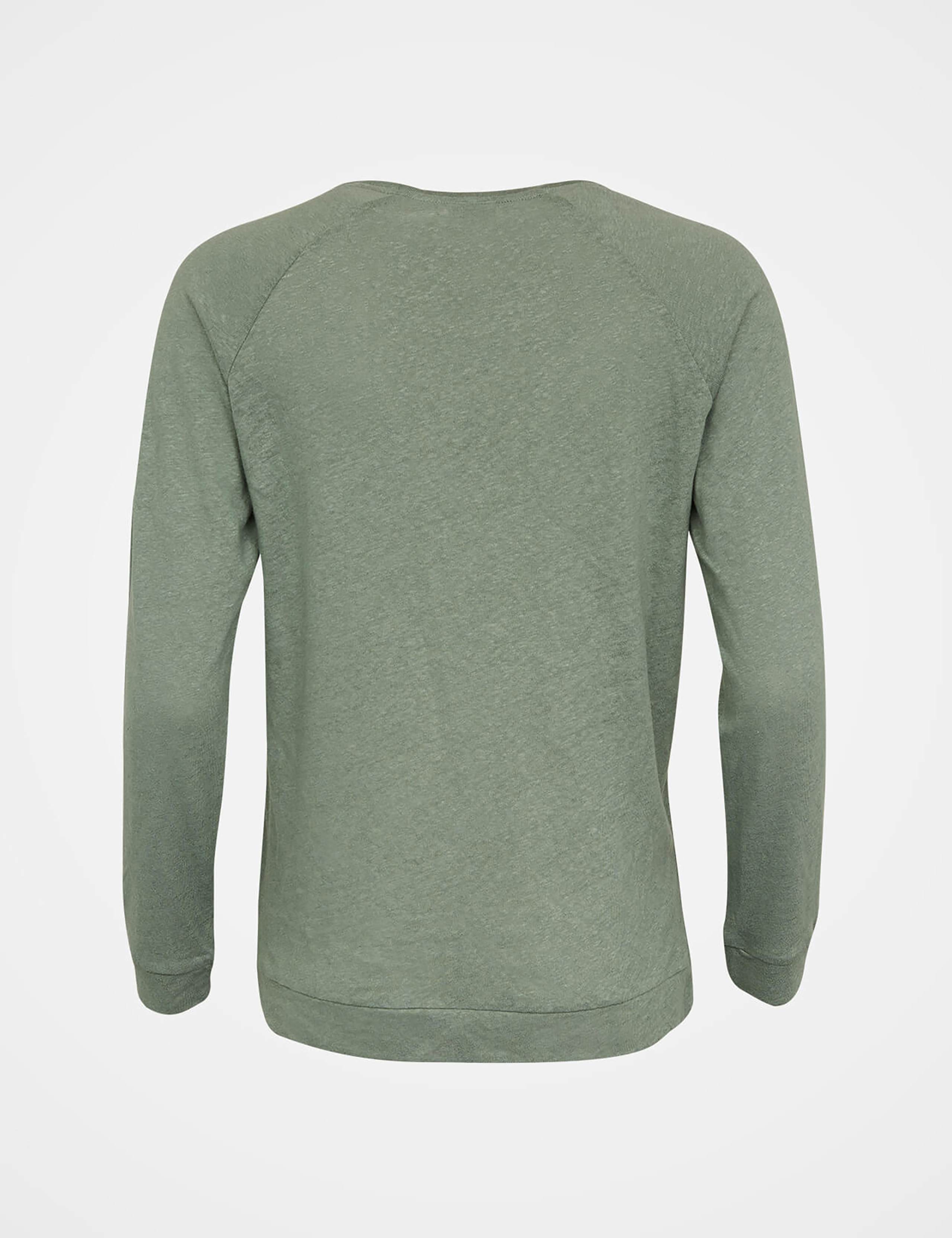 Cotton Linen Blend Crew Neck Sweatshirt 4 of 5