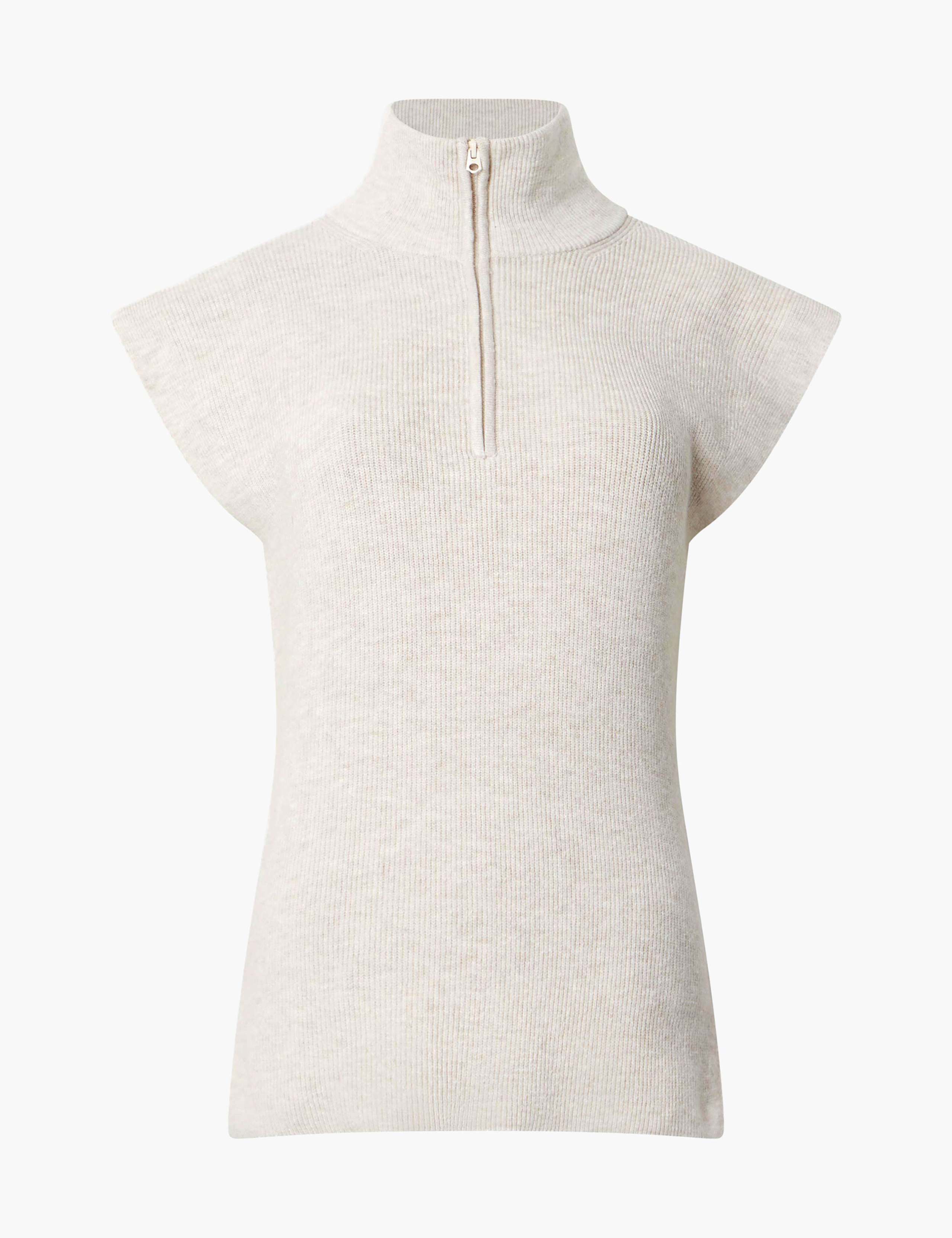 Textured Funnel Neck Half Zip Knitted Vest 2 of 4