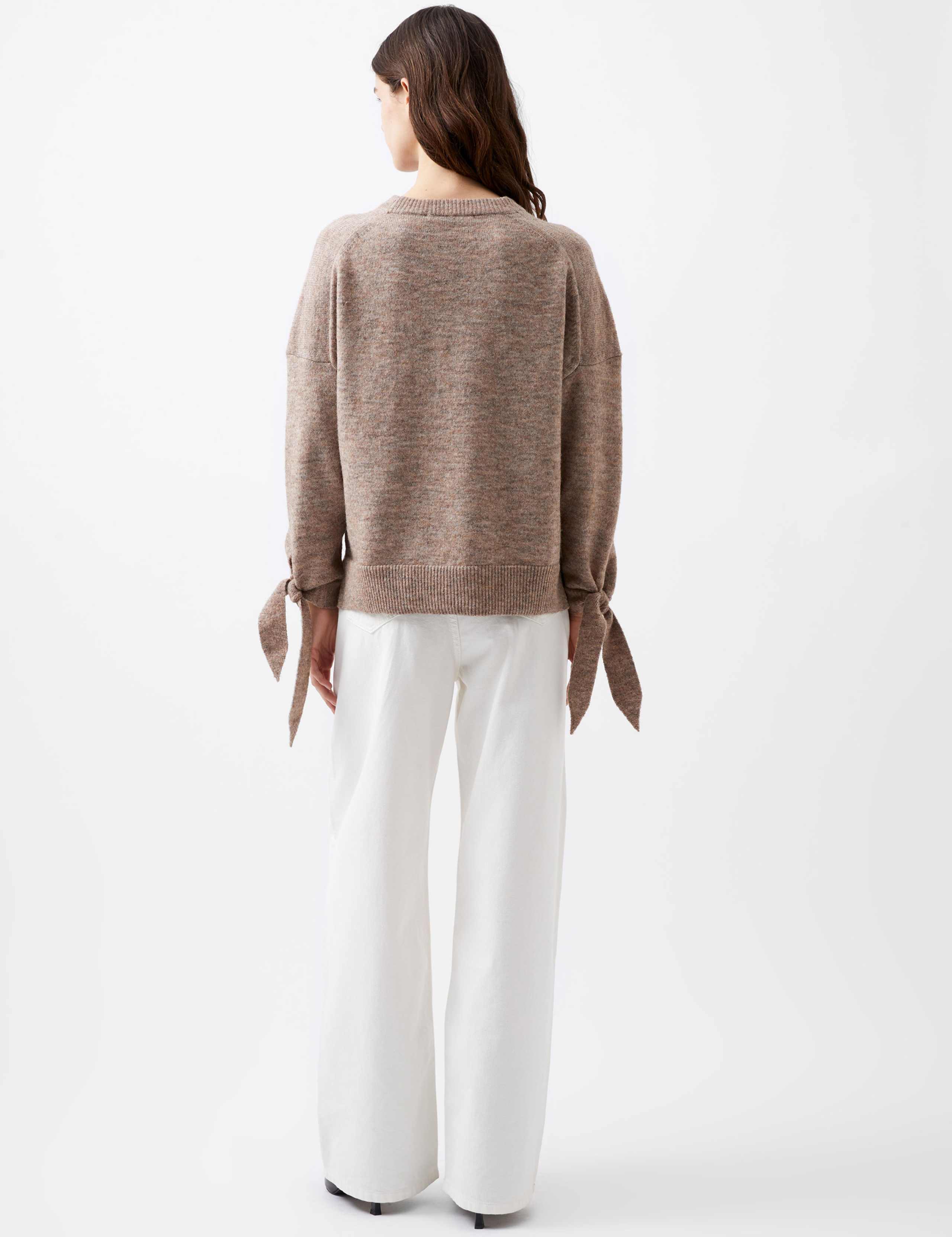 Textured Tie Up Sleeve Crew Neck Jumper 4 of 4