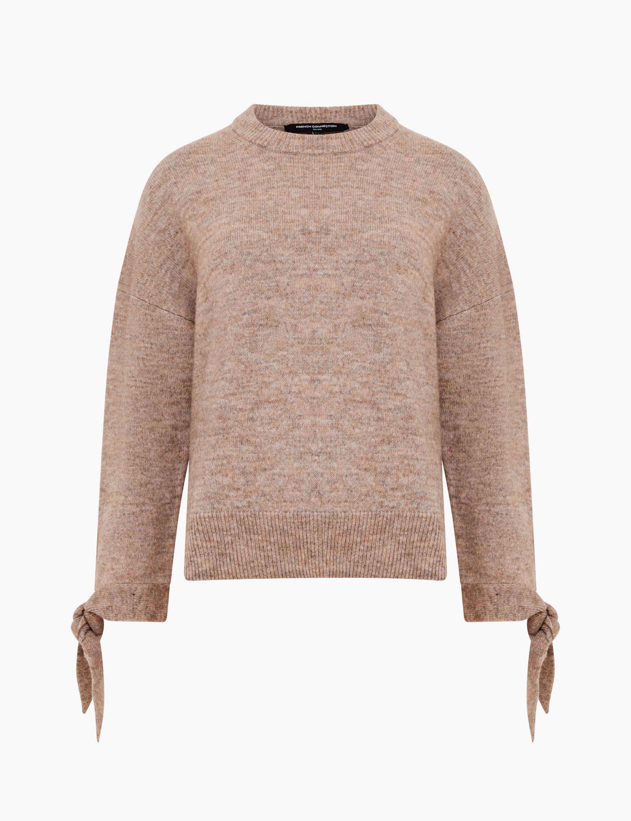 Textured Tie Up Sleeve Crew Neck Jumper 2 of 4