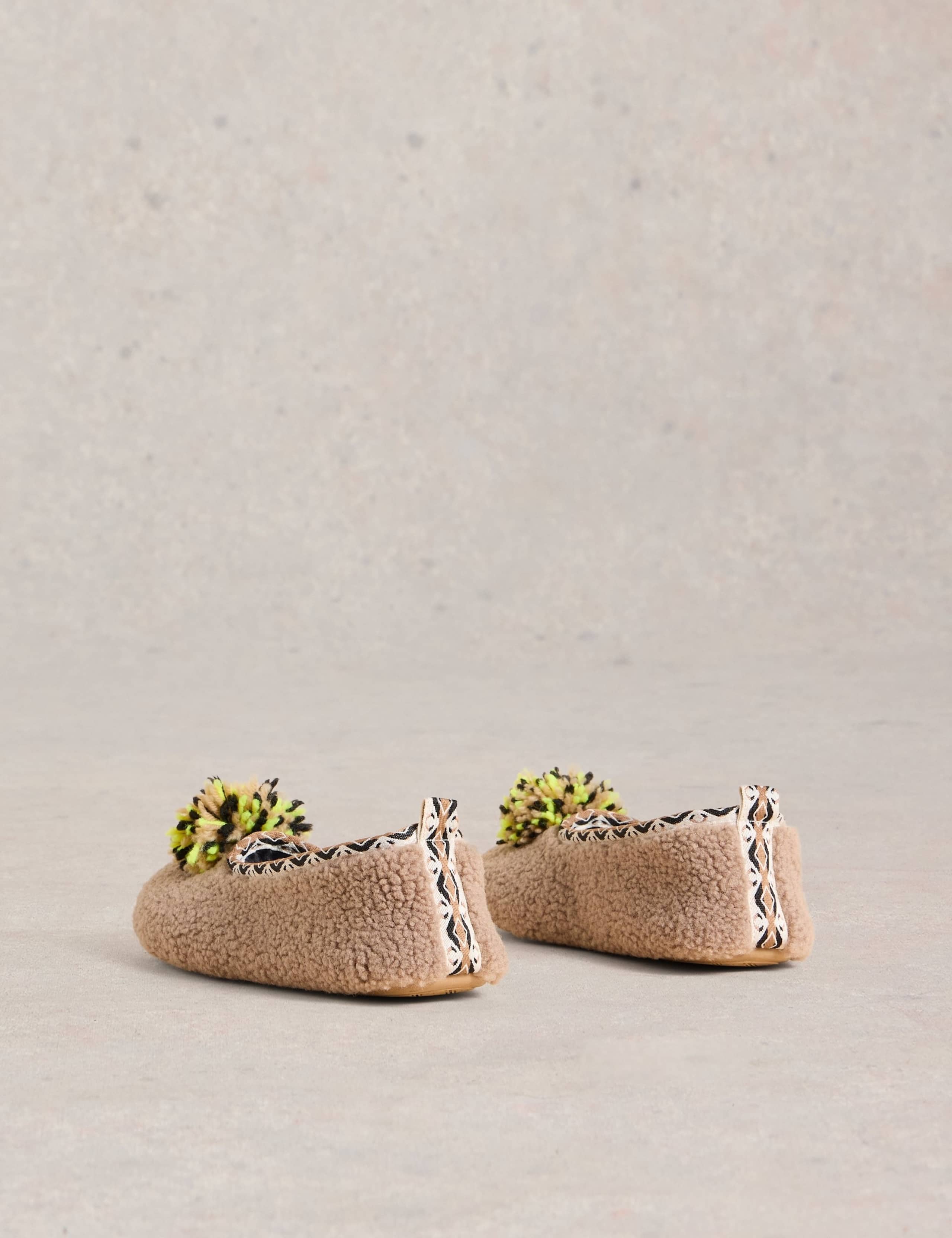 Borg Pom Pom Ballerina Slipers 3 of 4