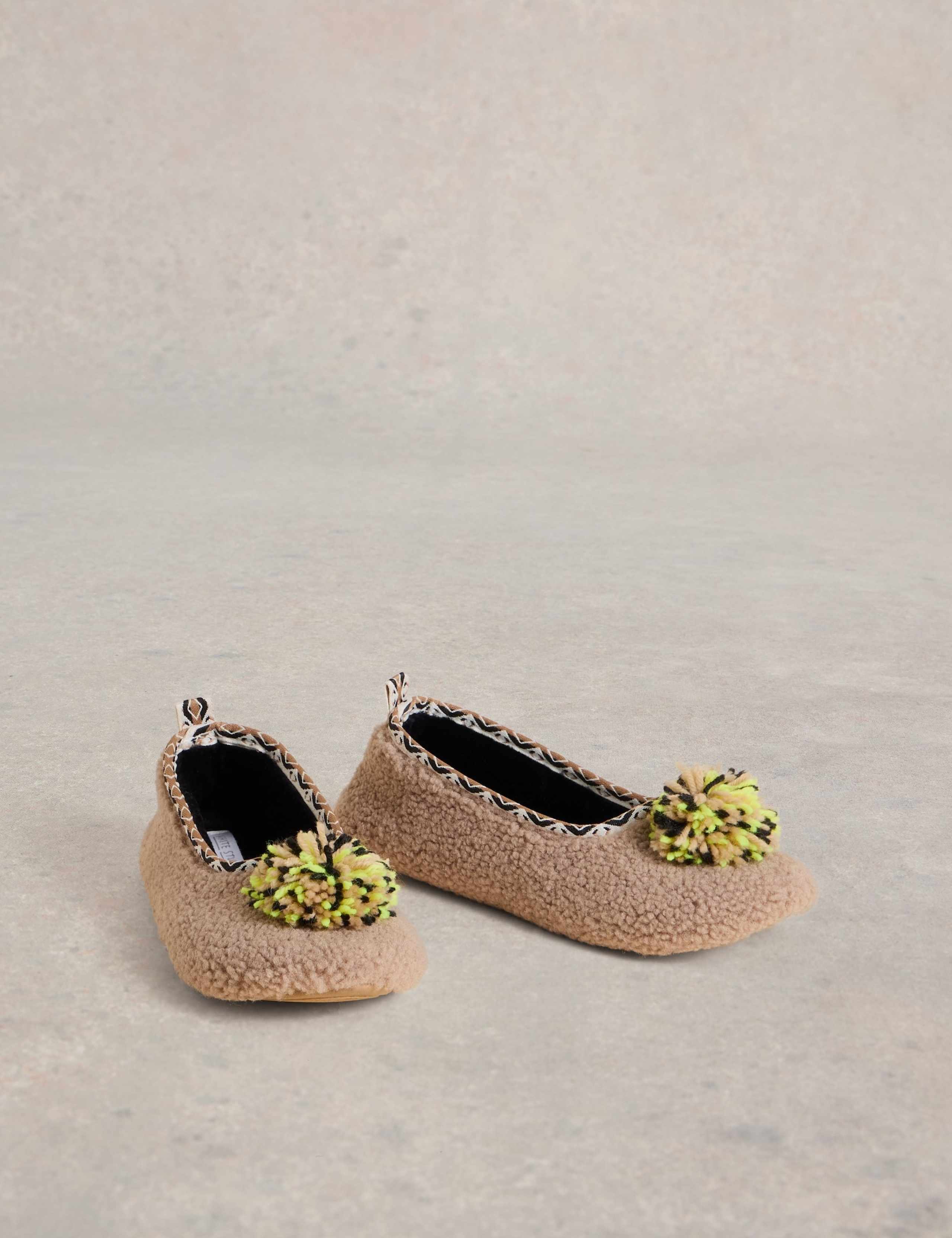 Borg Pom Pom Ballerina Slipers 2 of 4