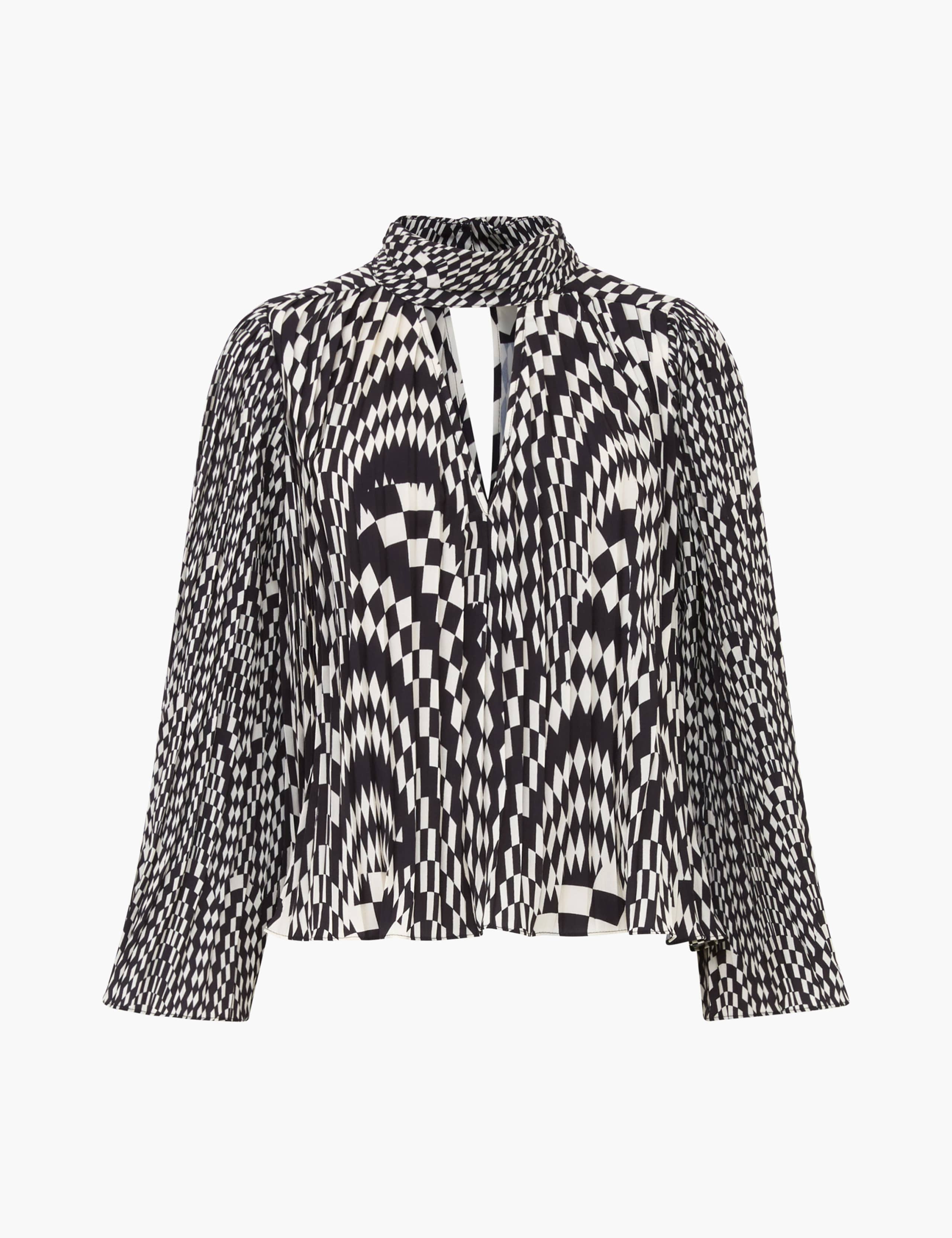 Geometric V-Neck Crinkle Blouse 2 of 4
