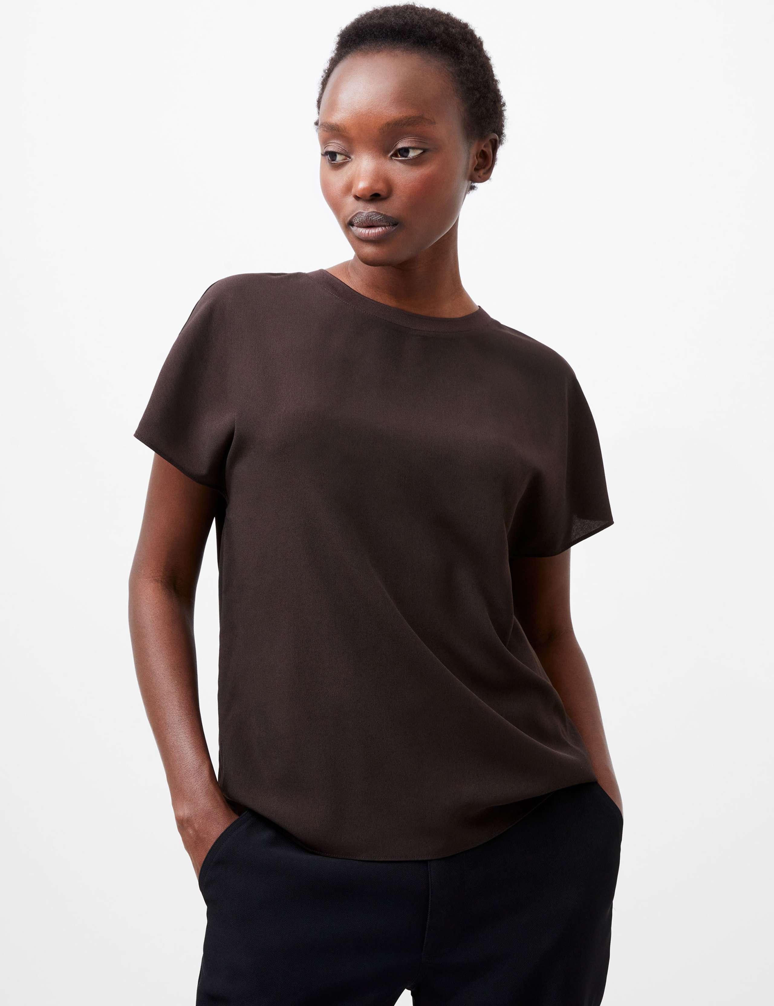 Crepe Crew Neck Top 1 of 4