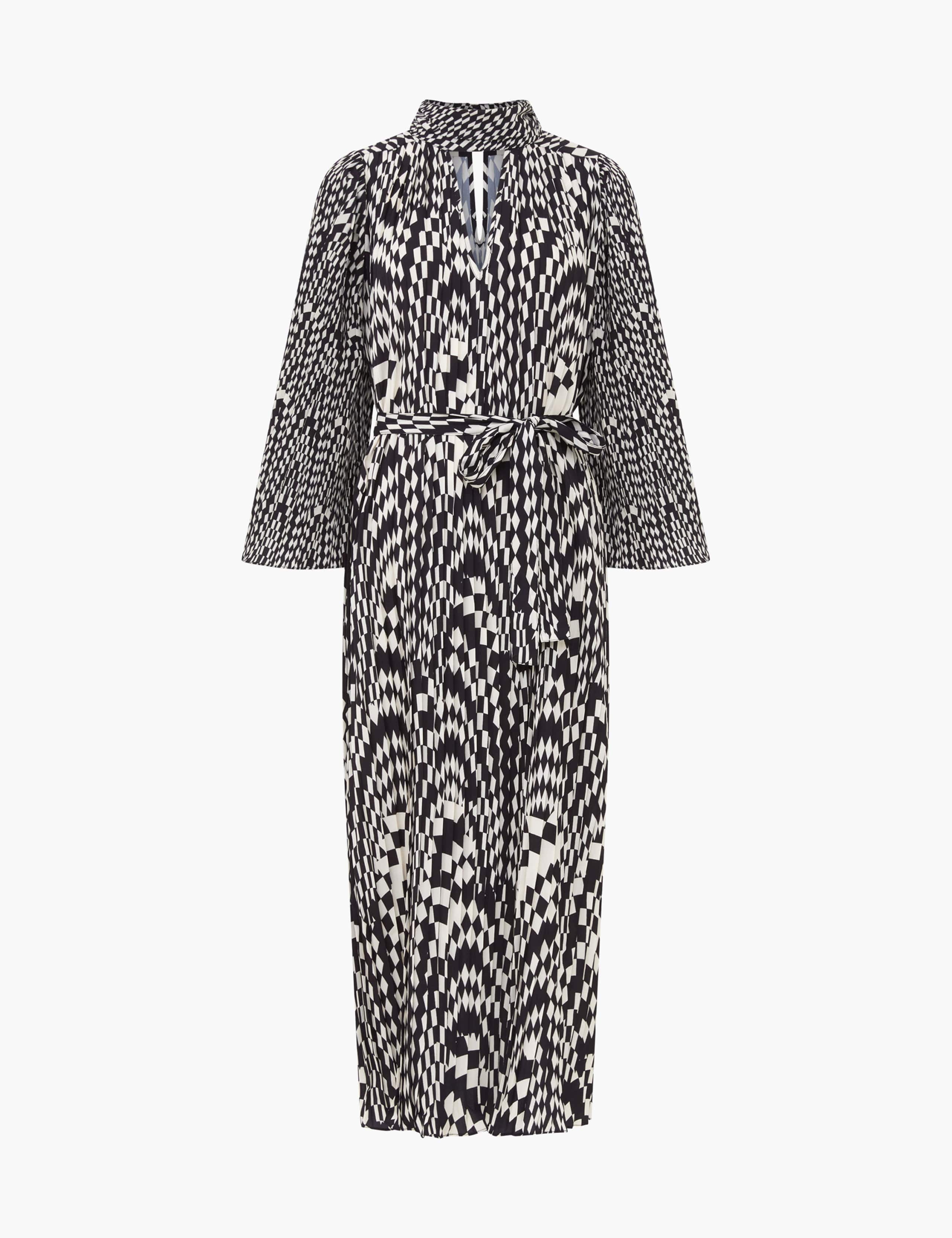 Pleated Checked High Neck Mini Skater Dress 2 of 5