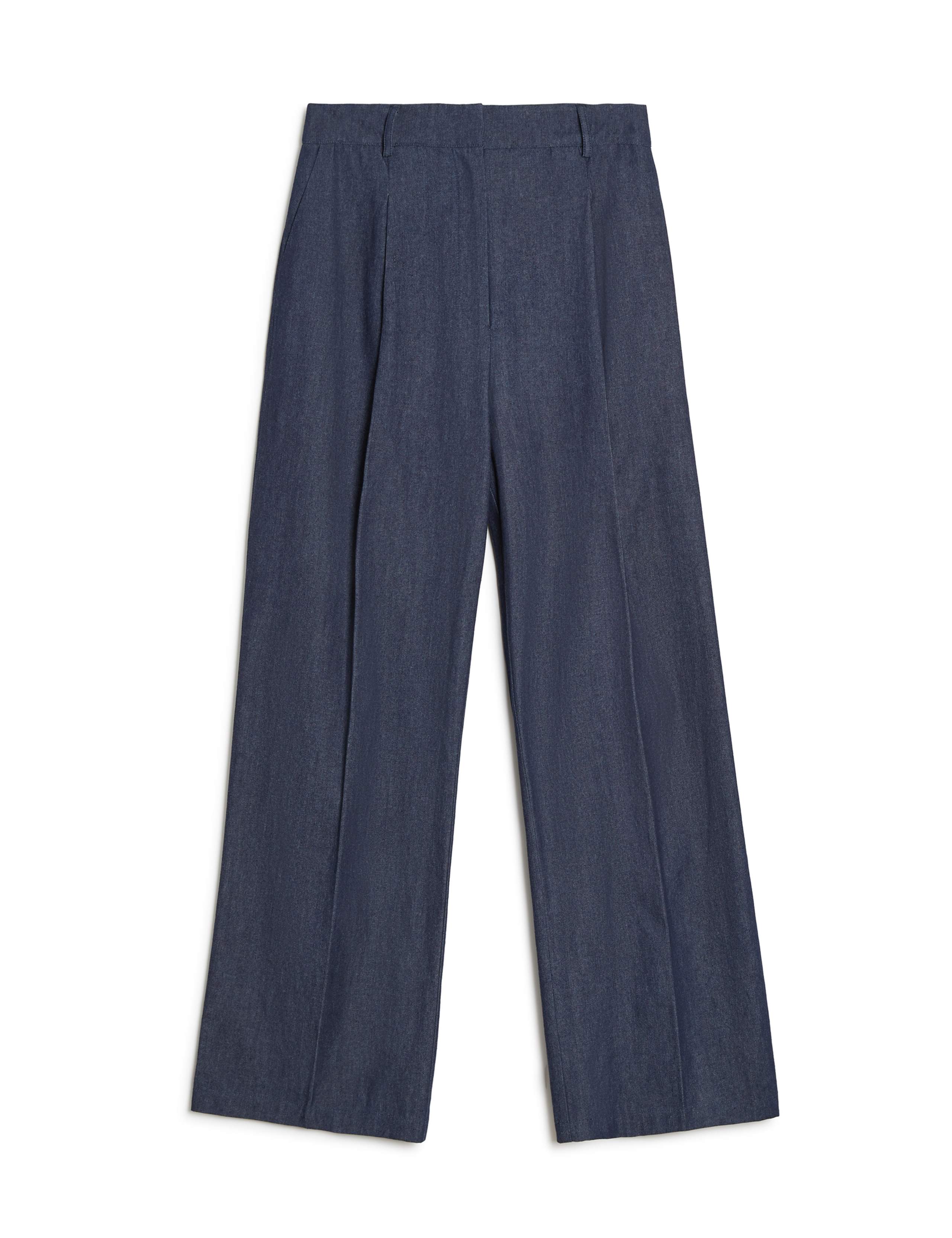 Denim Pleat Front Wide Leg Trousers 2 of 4