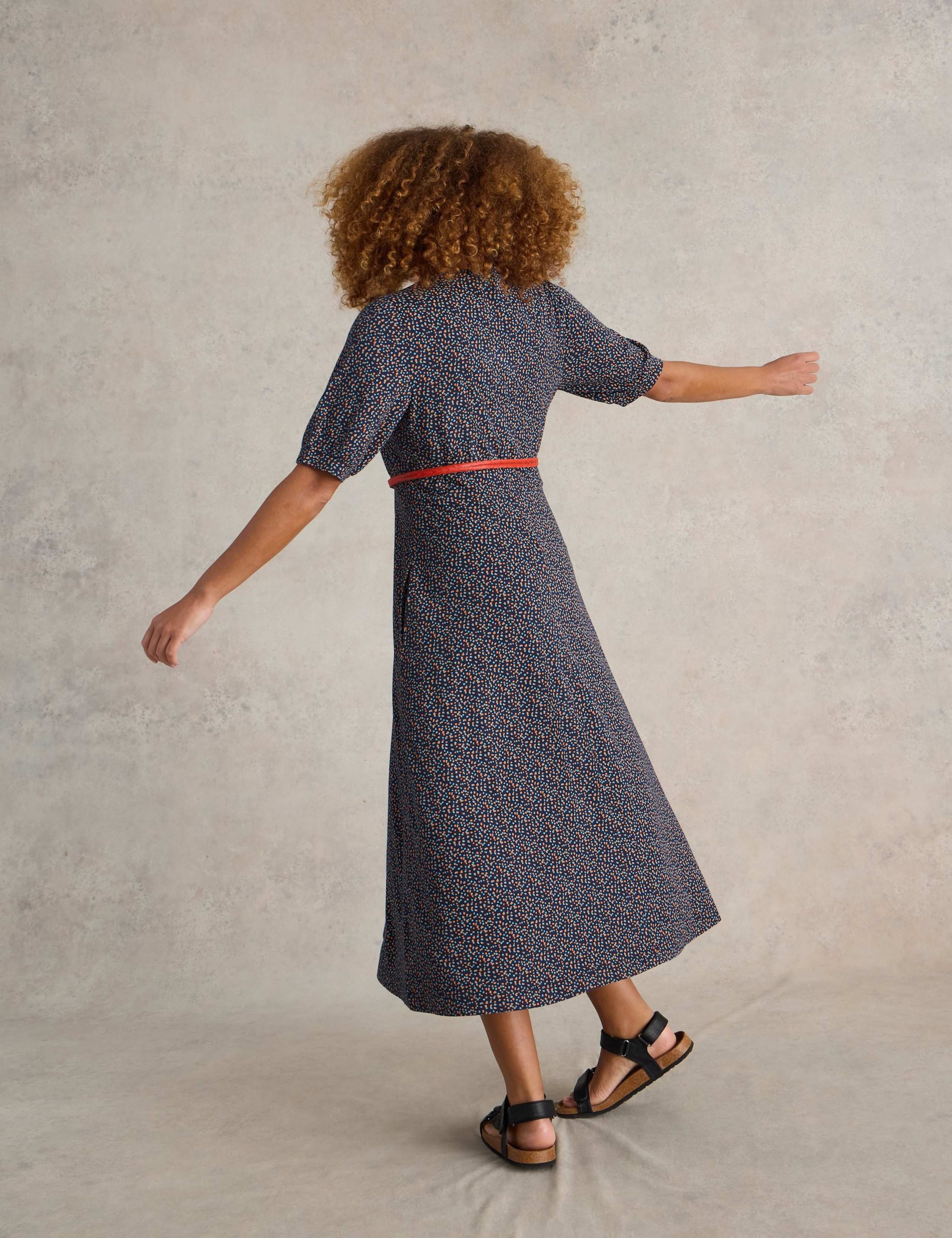 Jersey Printed V-Neck Midi Tea Dress 3 of 6