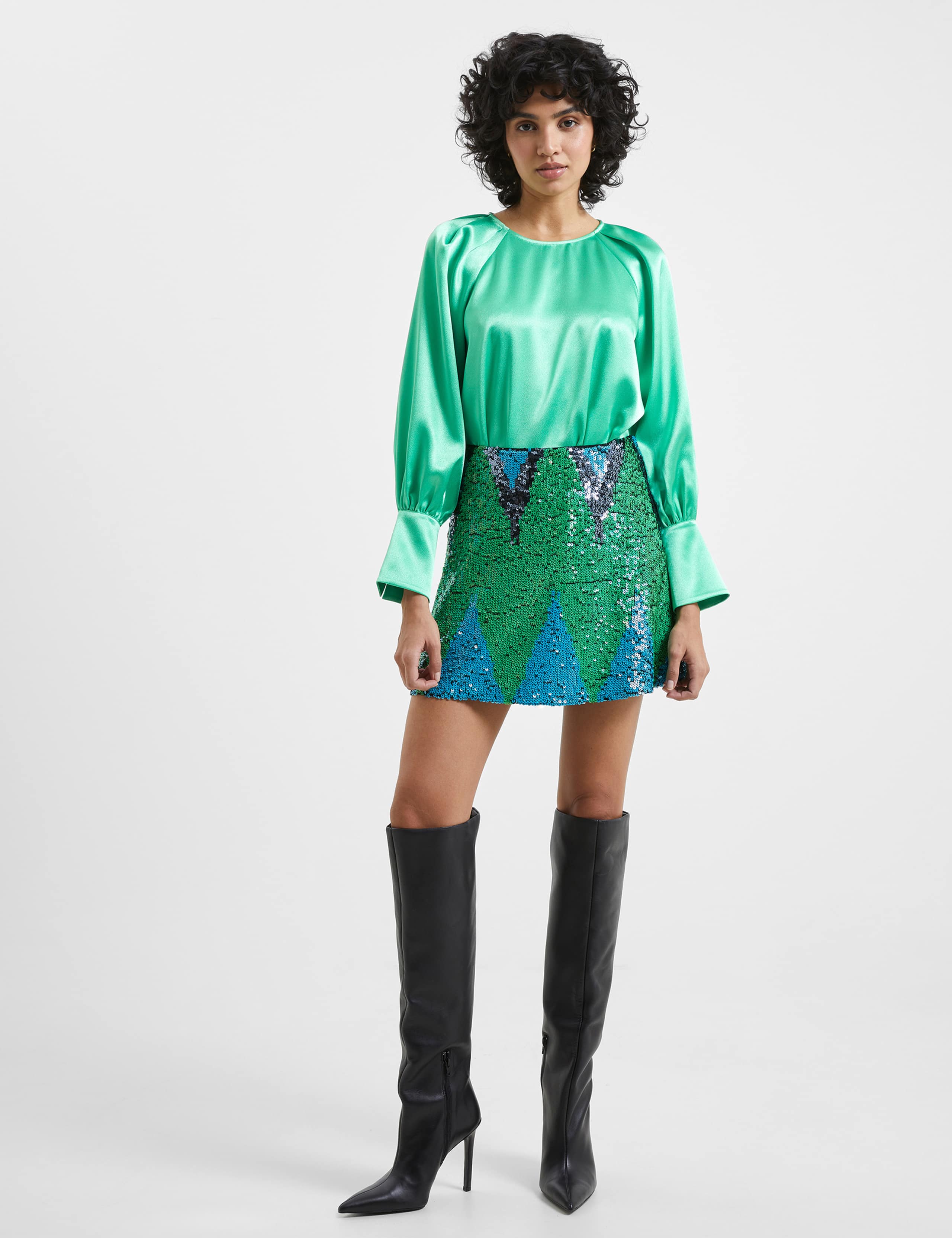 Satin Crew Neck Top 1 of 4