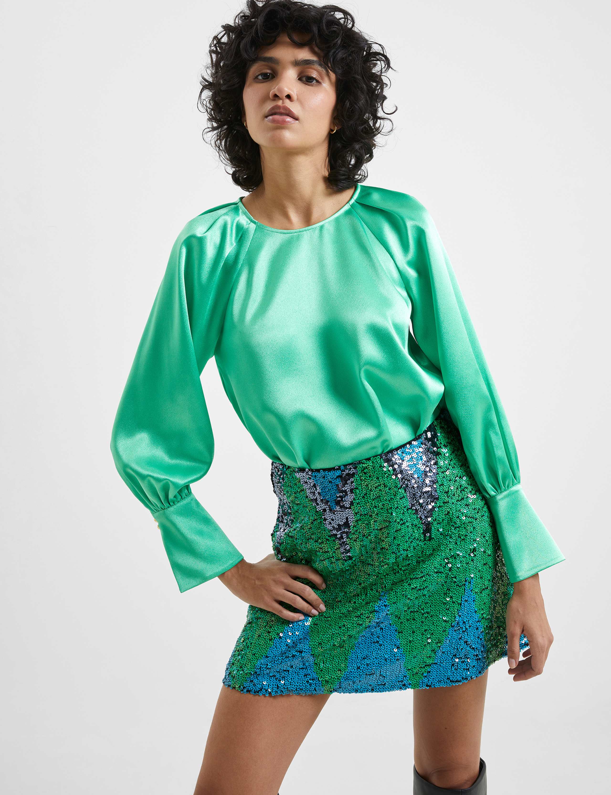 Satin Crew Neck Top 4 of 4