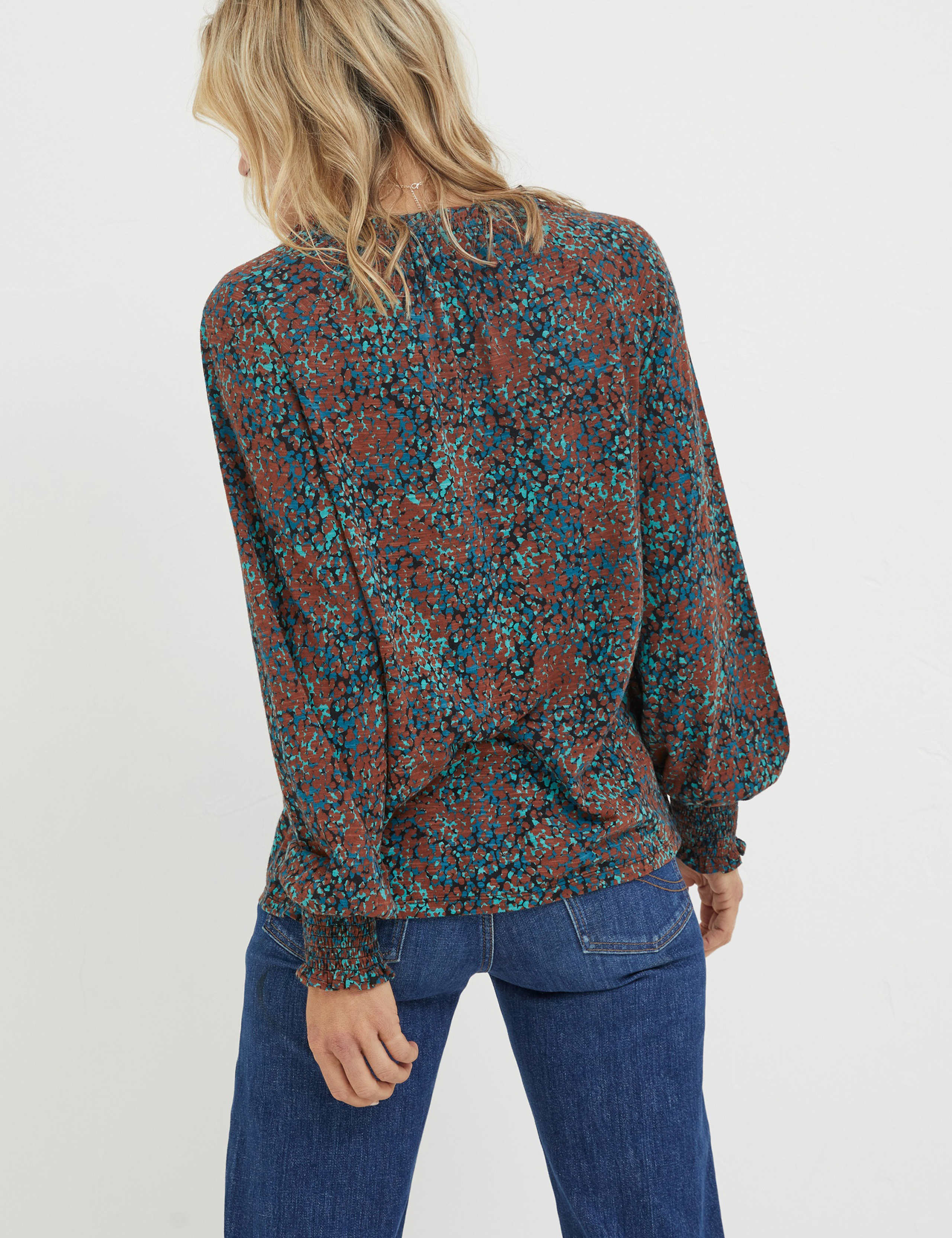 Cotton Modal Blend Printed Textured Top 3 of 4