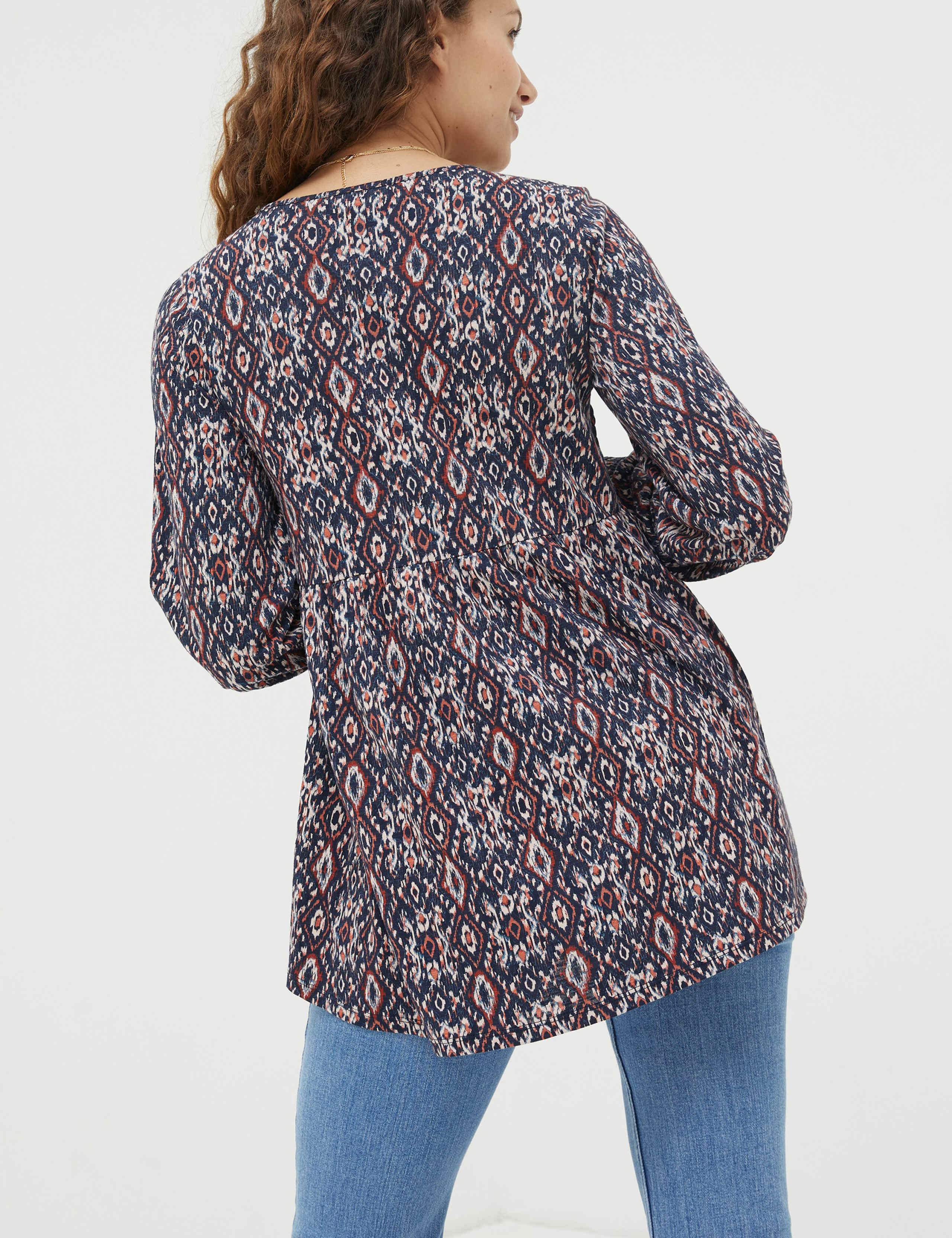 Cotton Modal Blend Geometric V-Neck Tunic 3 of 6