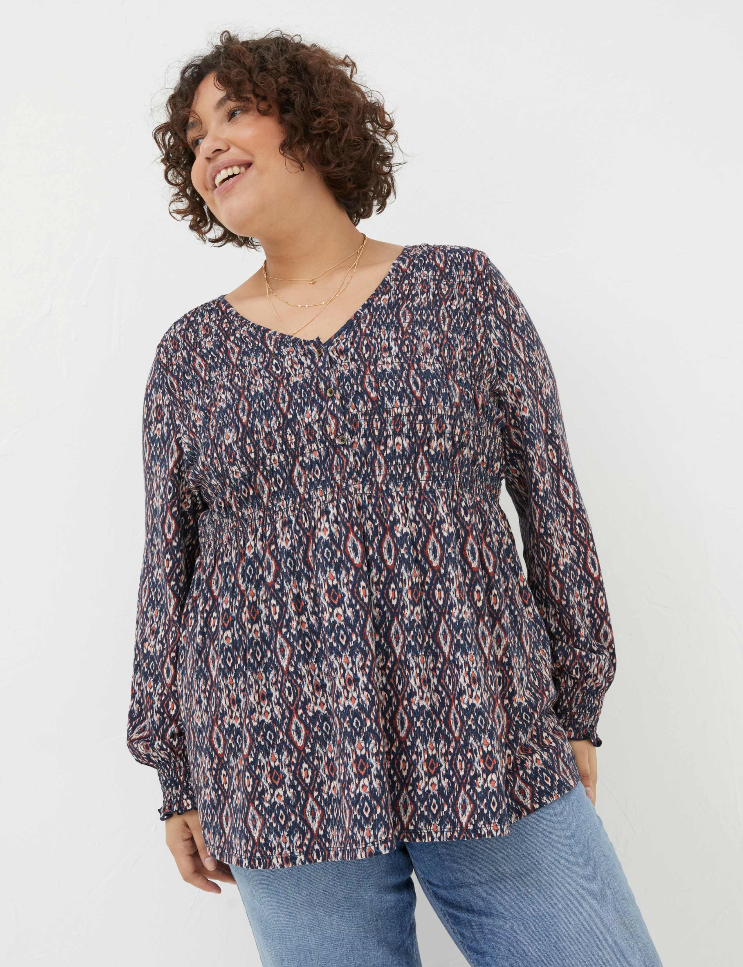 Cotton Modal Blend Geometric V-Neck Tunic 6 of 6