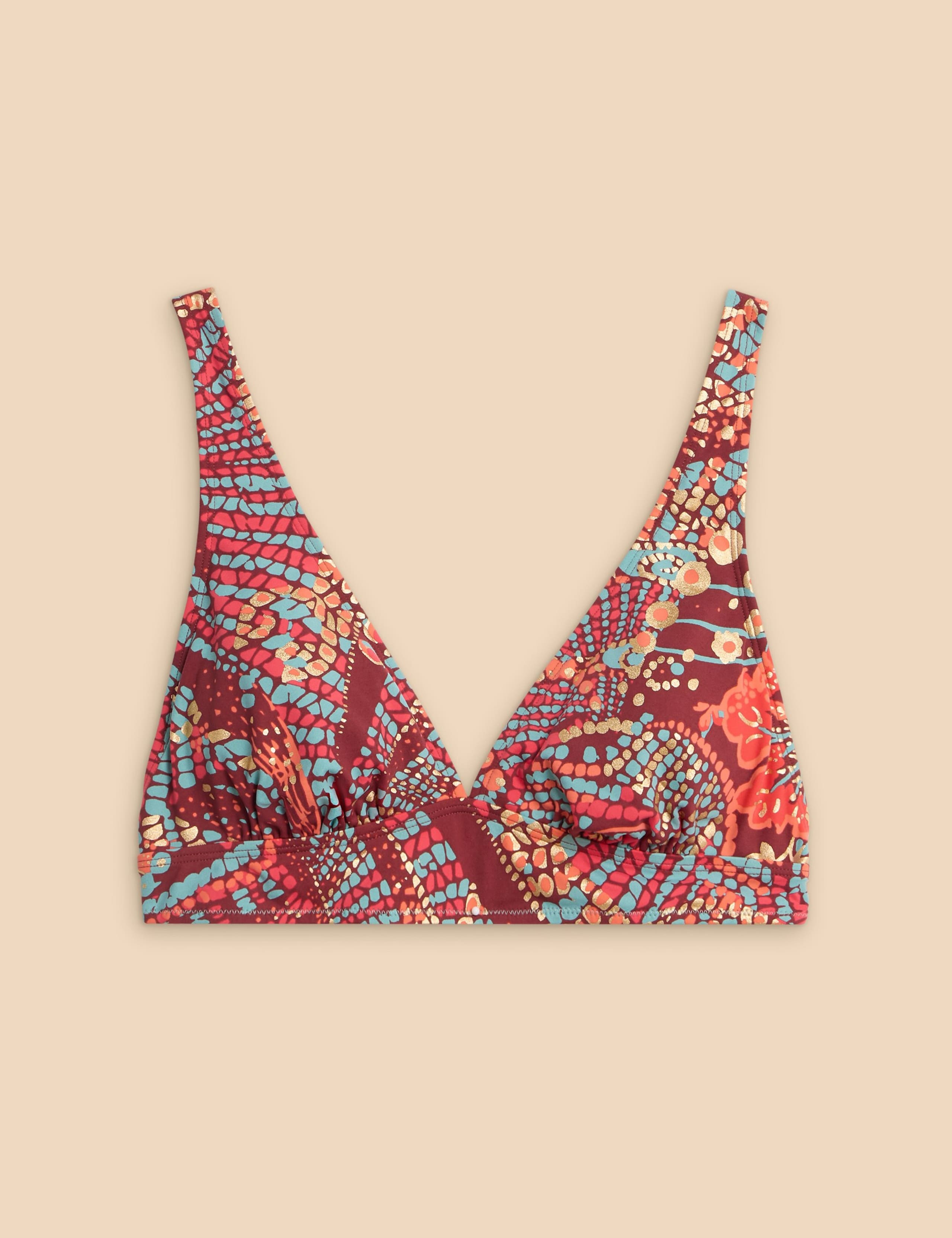 Printed V-Neck Bikini Top 2 of 6