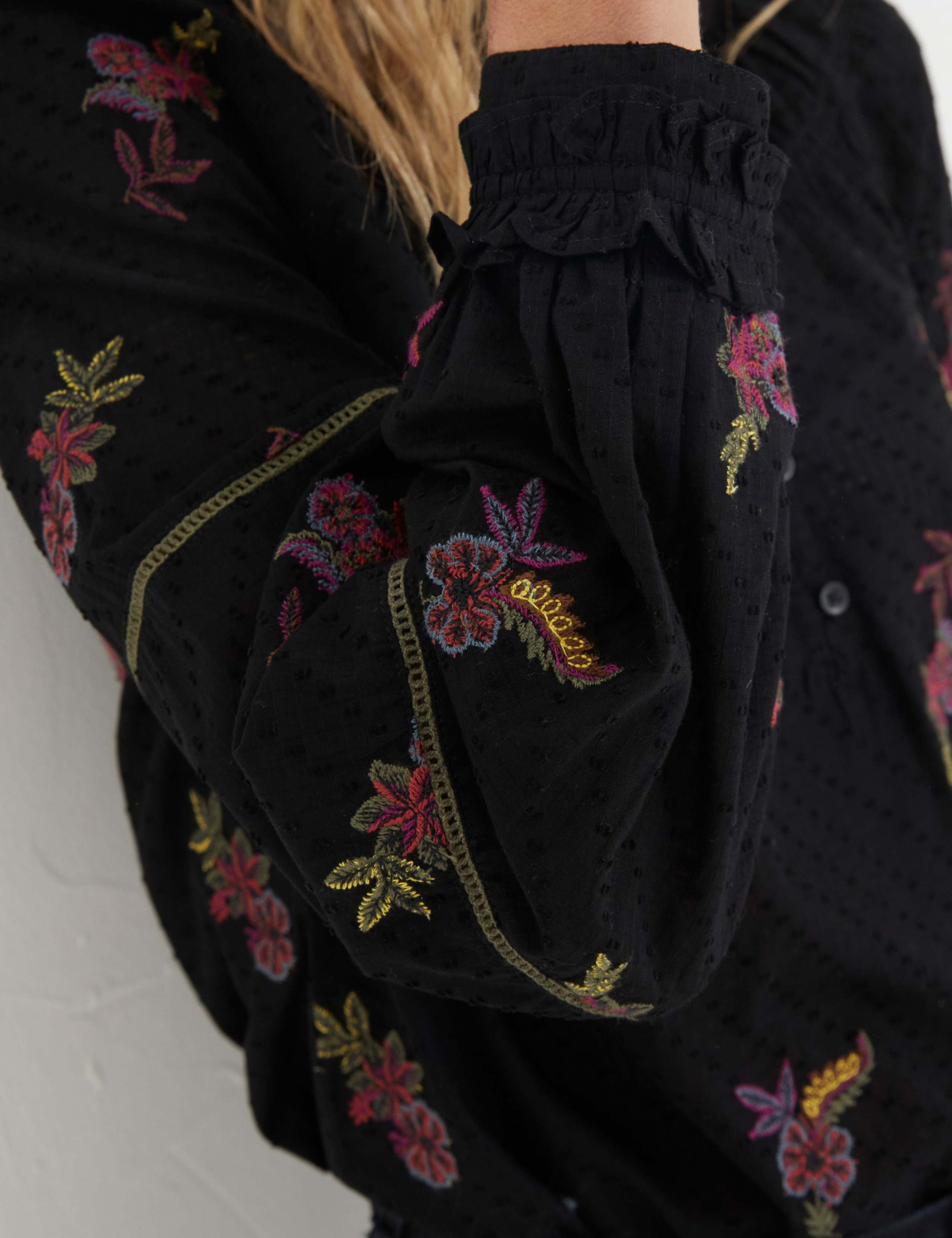 Pure Cotton Embroidered High Neck Blouse 5 of 6