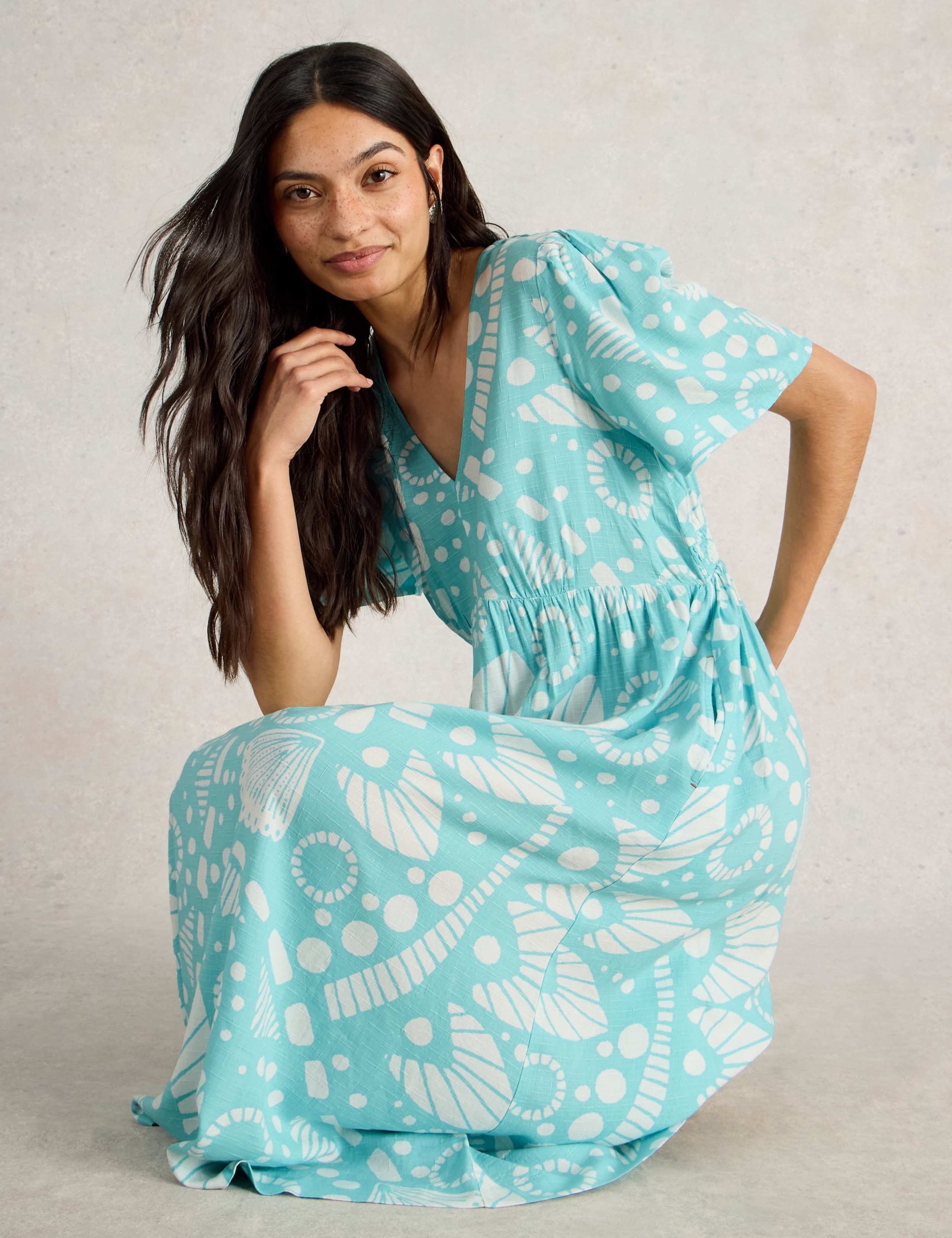 Printed V-Neck Midi Tea Dress 5 of 6