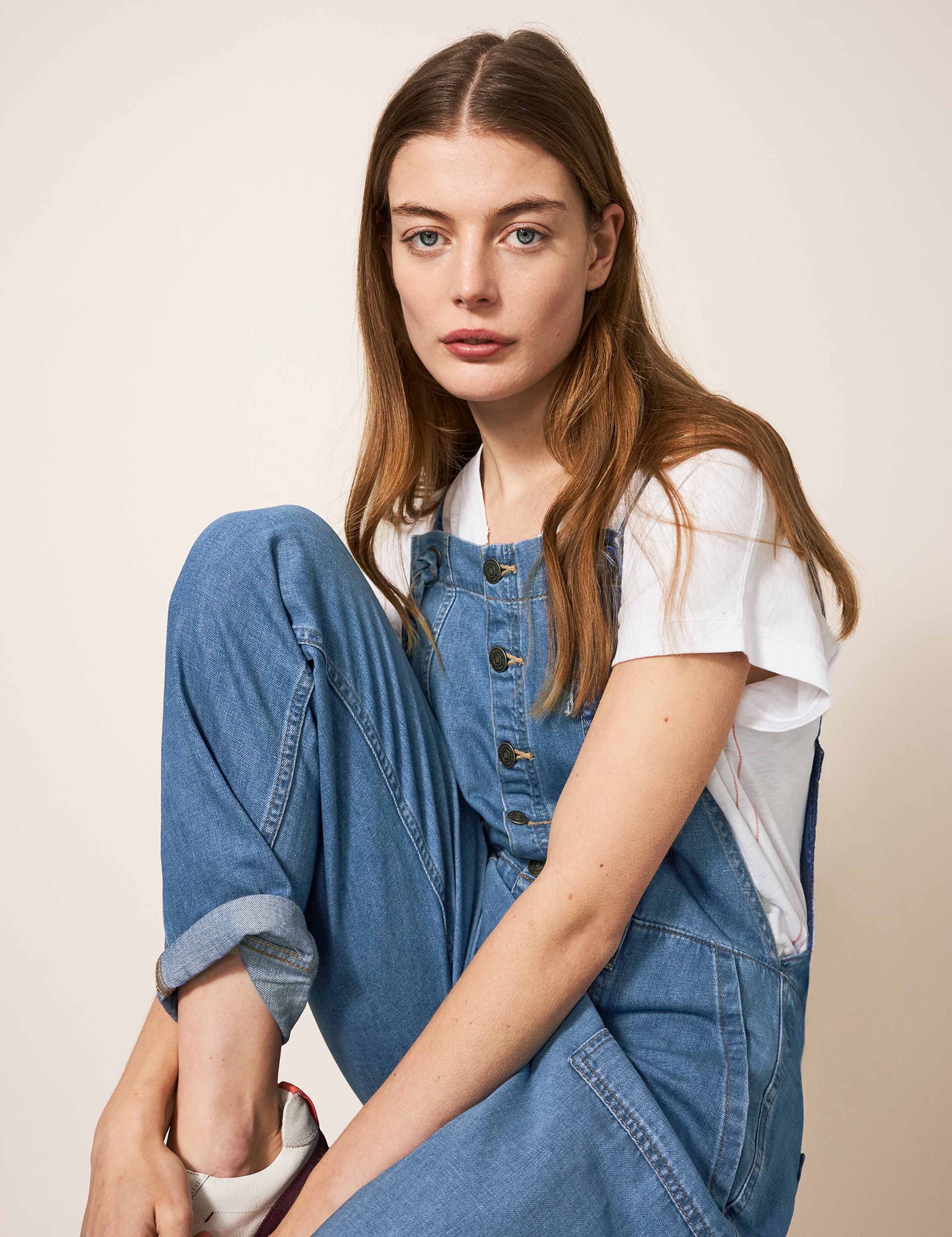 Denim Button Front Dungarees 1 of 5