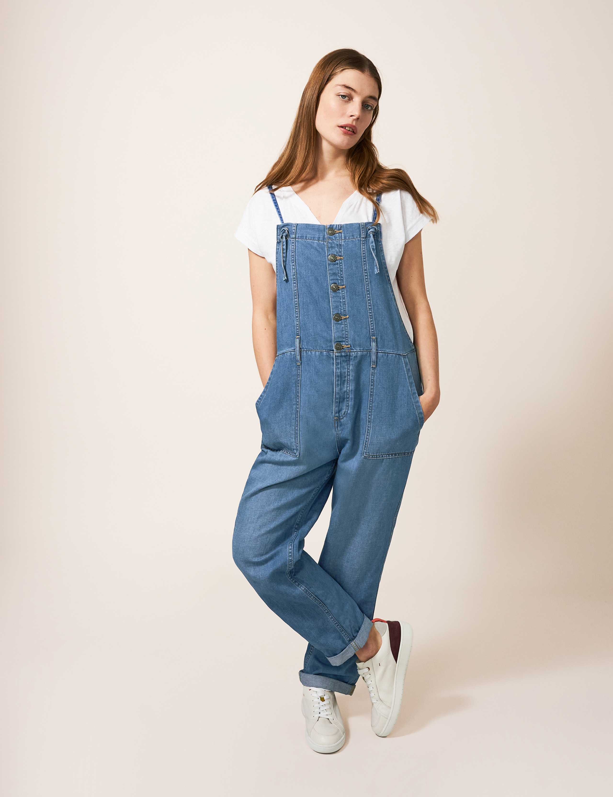 Denim Button Front Dungarees 4 of 5
