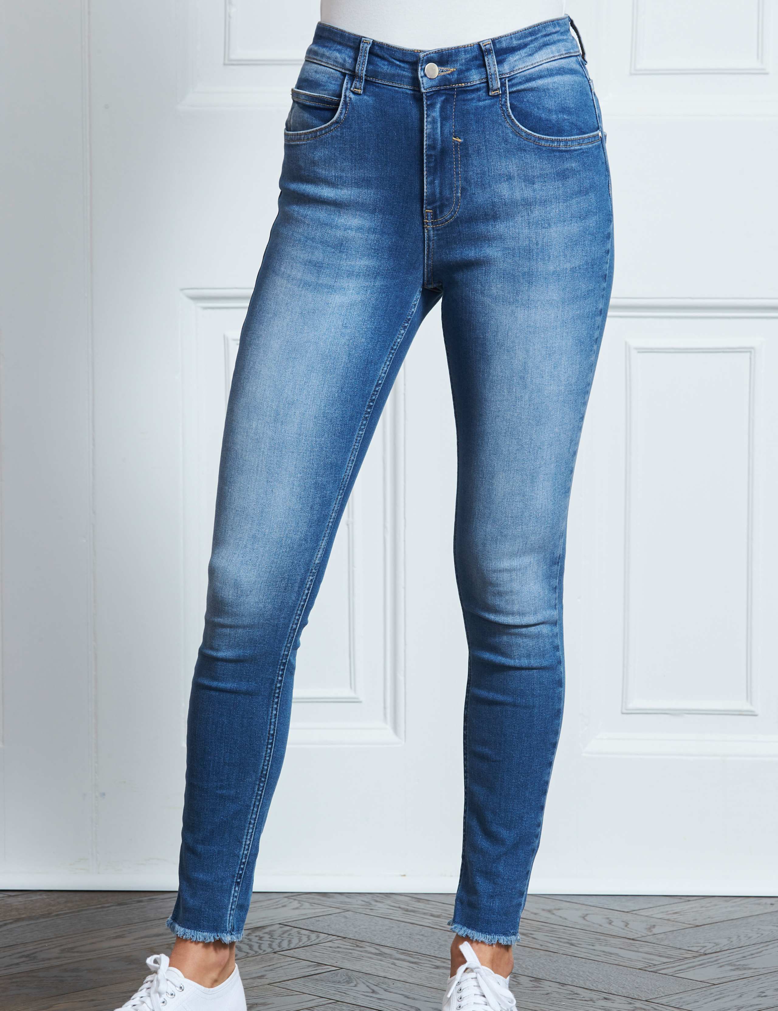 High Waisted Raw Hem Skinny Jeans 7 of 9
