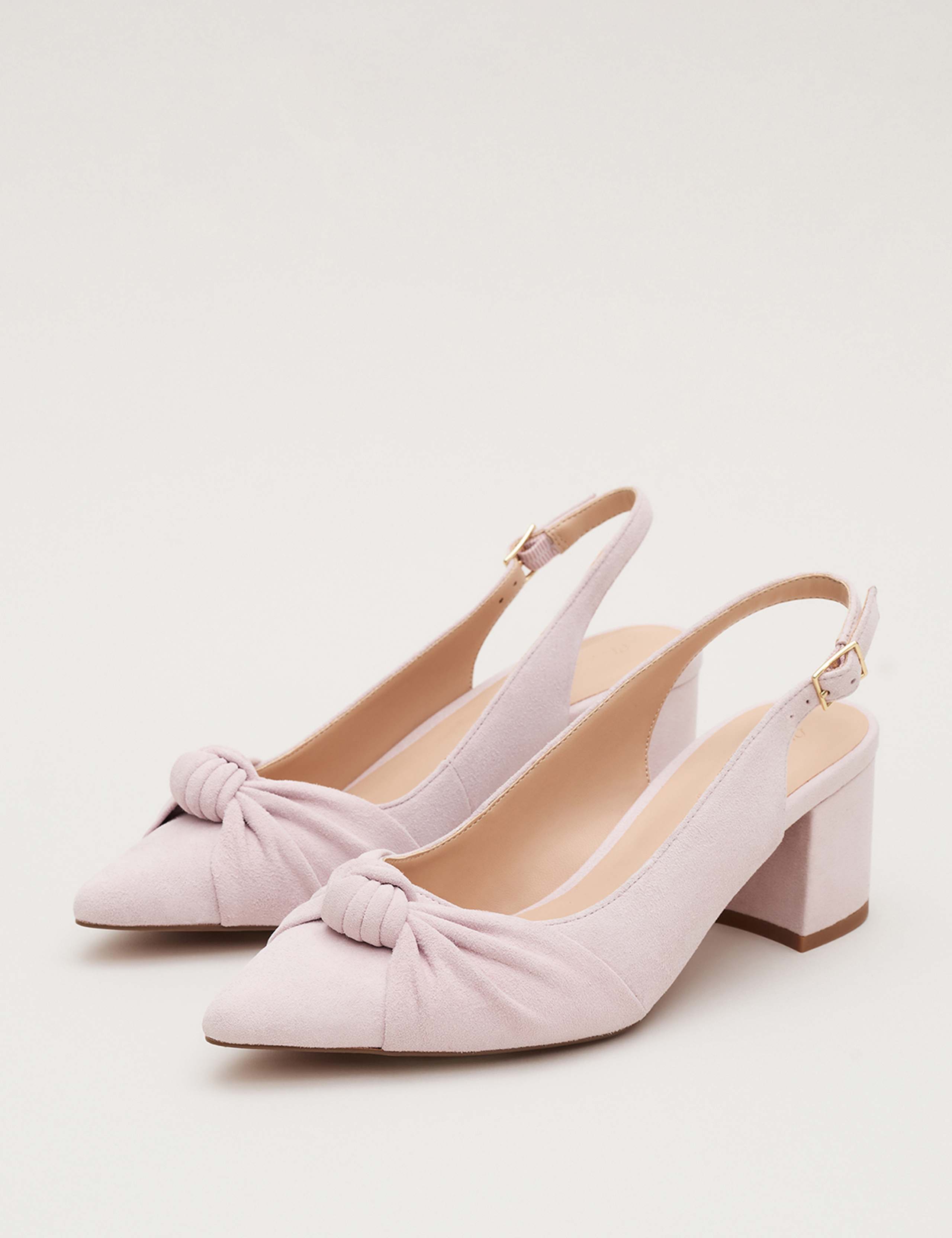 Leather Knot Block Heel Pointed Court Shoes 6 of 9
